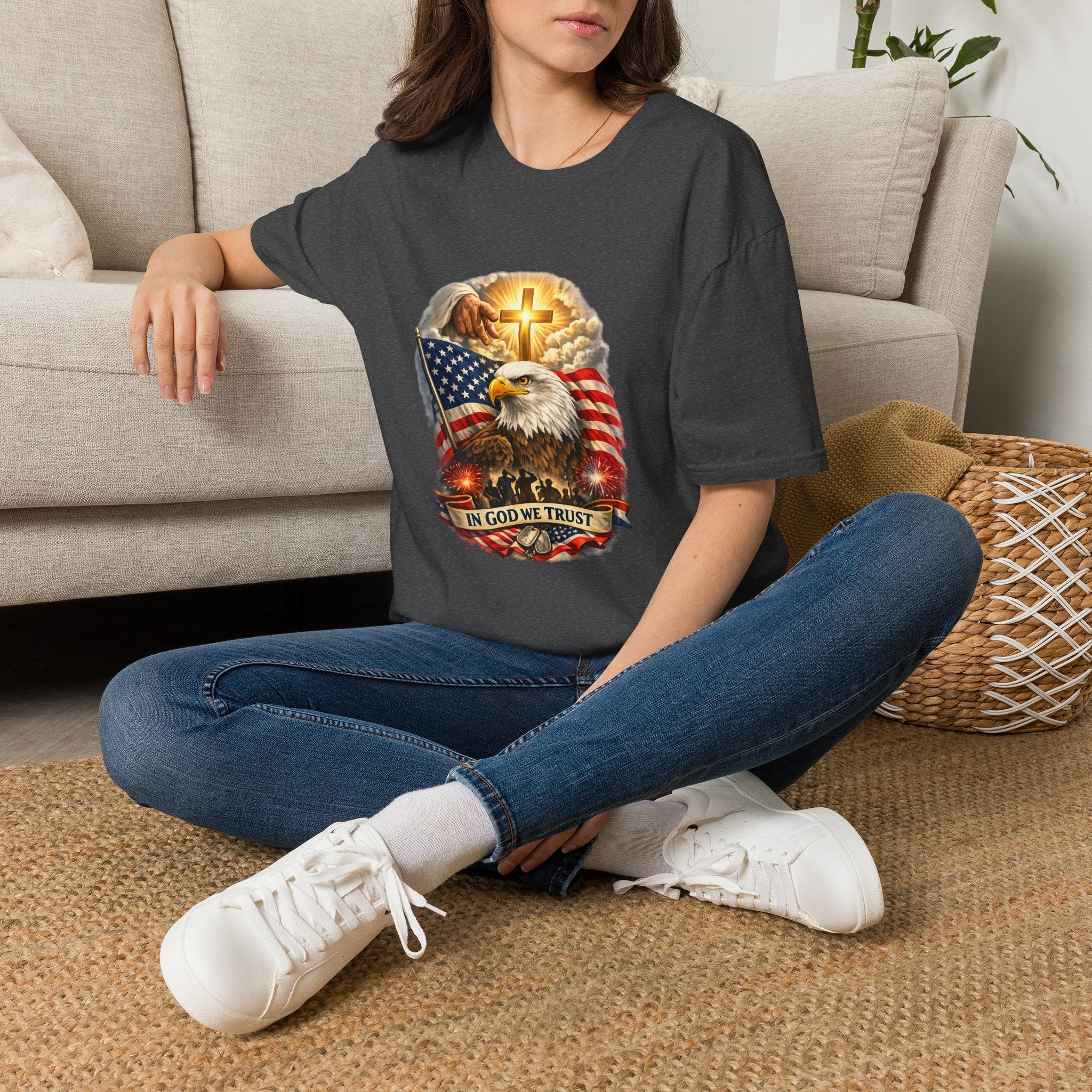 "In God We Trust" Patriotic Eagle & Cross T-Shirt