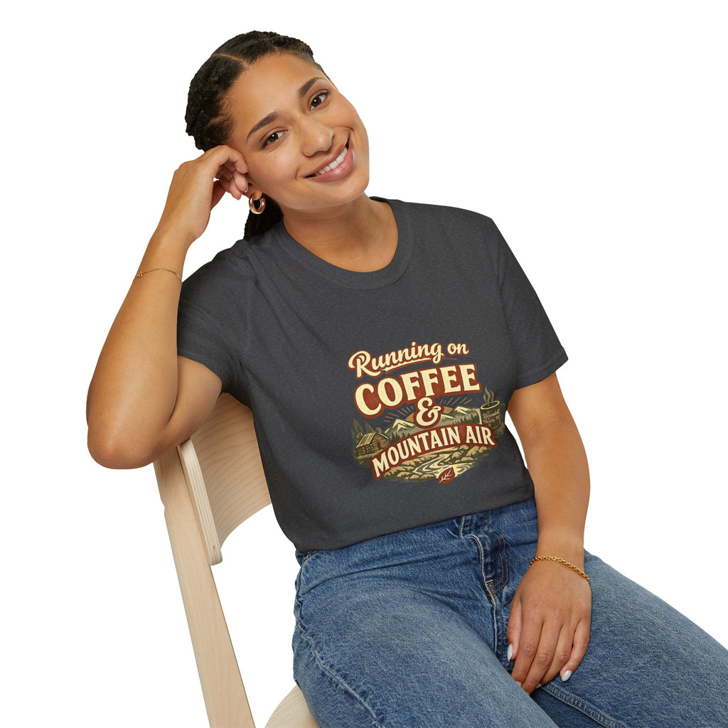 Coffee & Mountain Air T-Shirt — "Running on Coffee & Mountain Air" Outdoor Tee