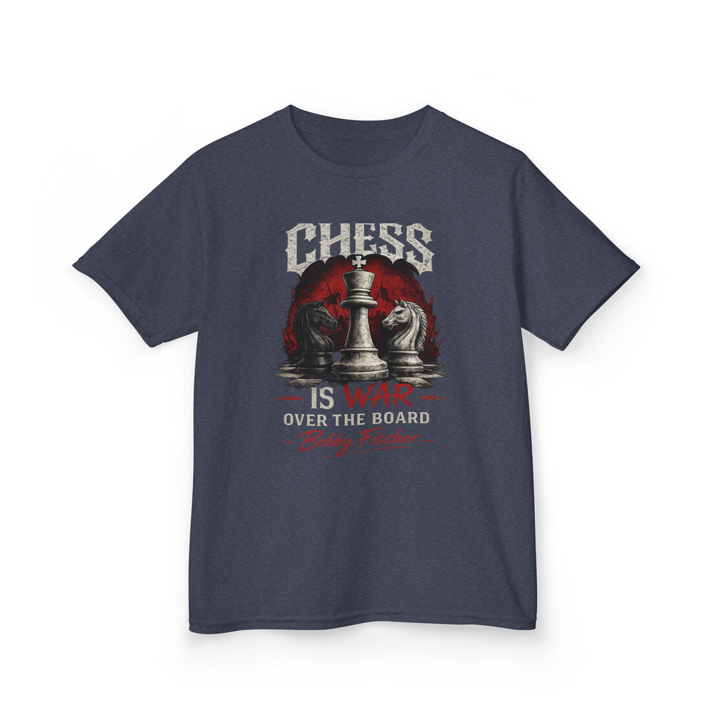 Kids Chess T‑Shirt — “Chess Is War Over the Board” Bobby Fischer Graphic Tee