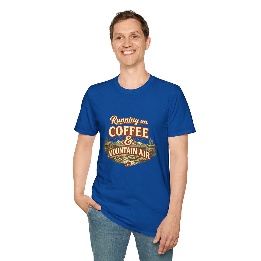 Coffee & Mountain Air T-Shirt — "Running on Coffee & Mountain Air" Outdoor Tee