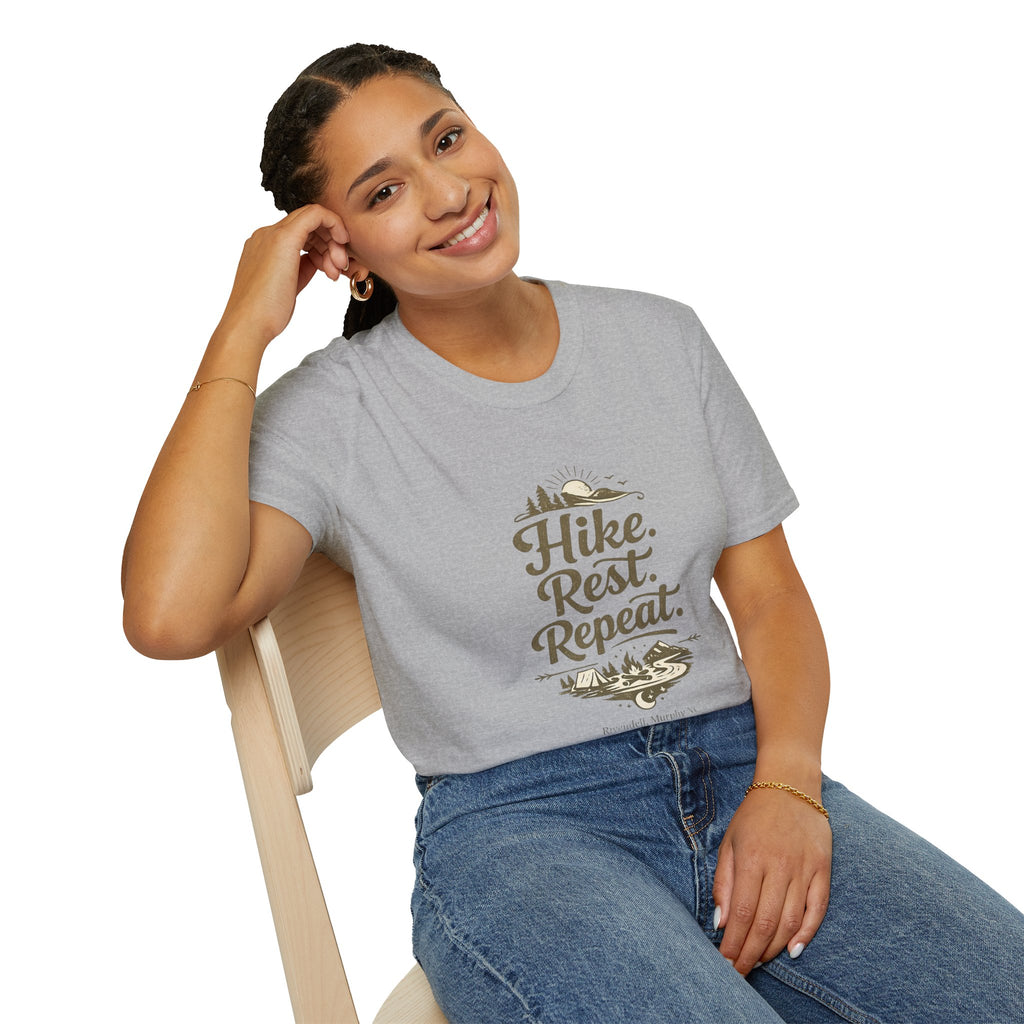 Hike. Rest. Repeat. Graphic Tee — Outdoor Hiking Nature Shirt (Rivendell)