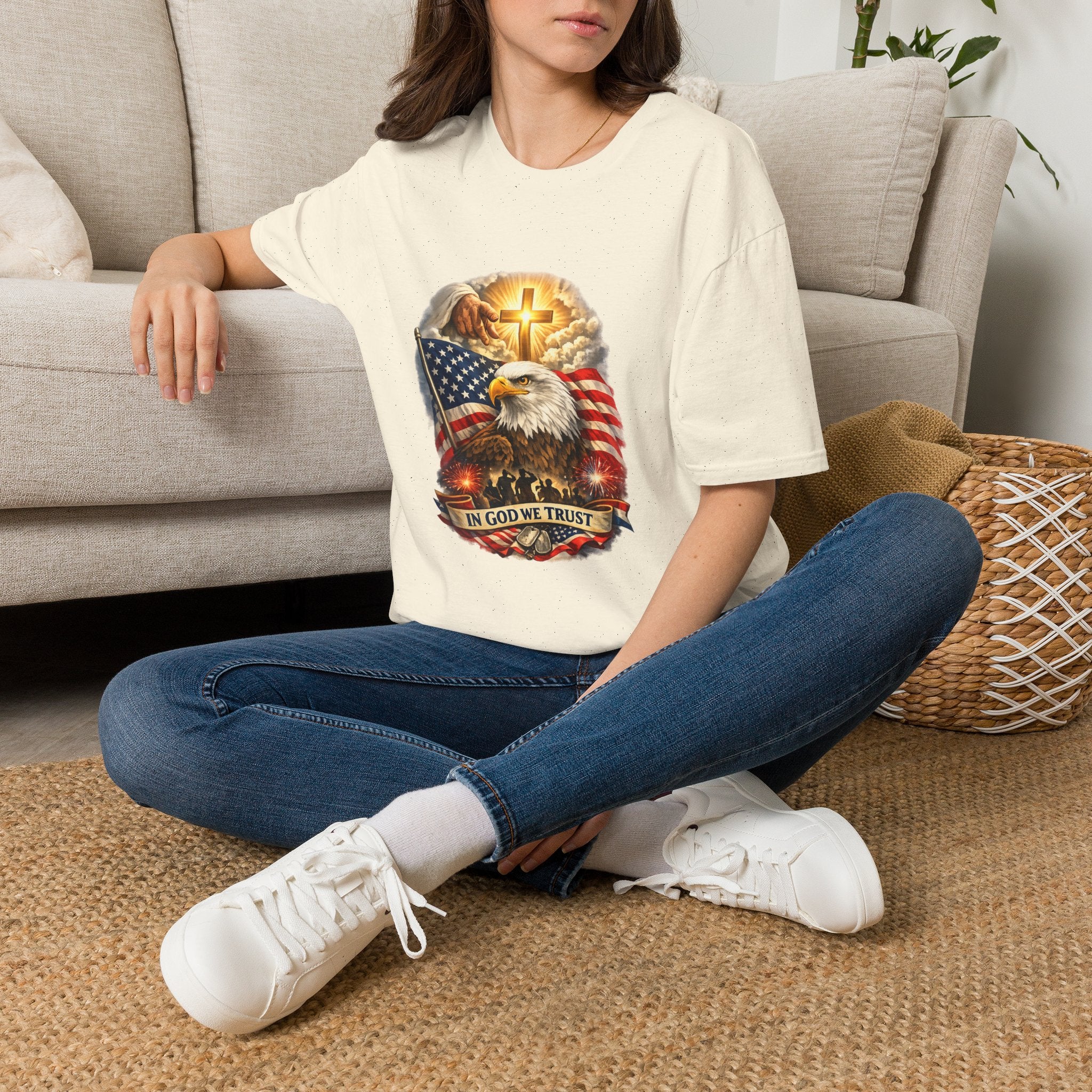"In God We Trust" Patriotic Eagle & Cross T-Shirt