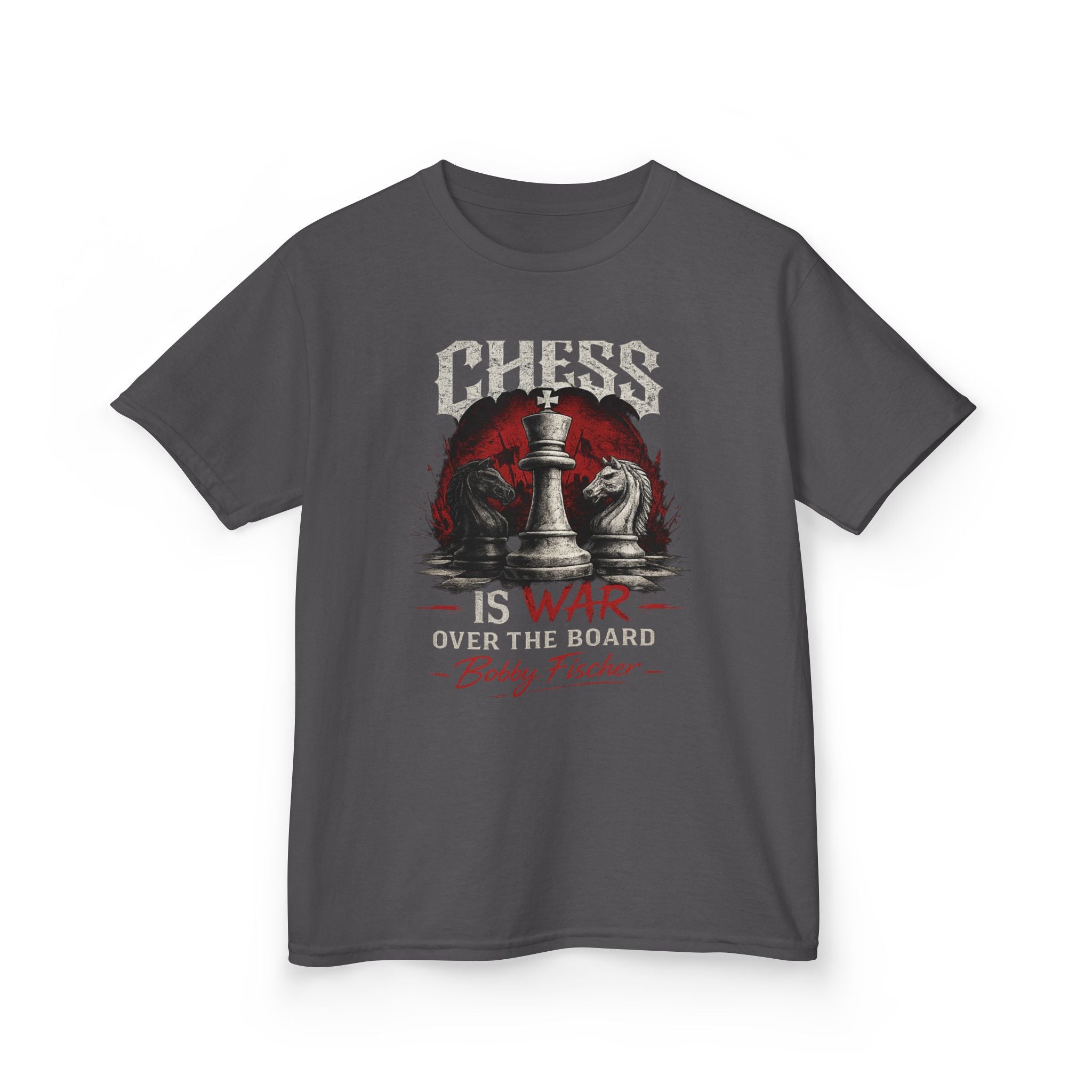 Kids Chess T‑Shirt — “Chess Is War Over the Board” Bobby Fischer Graphic Tee