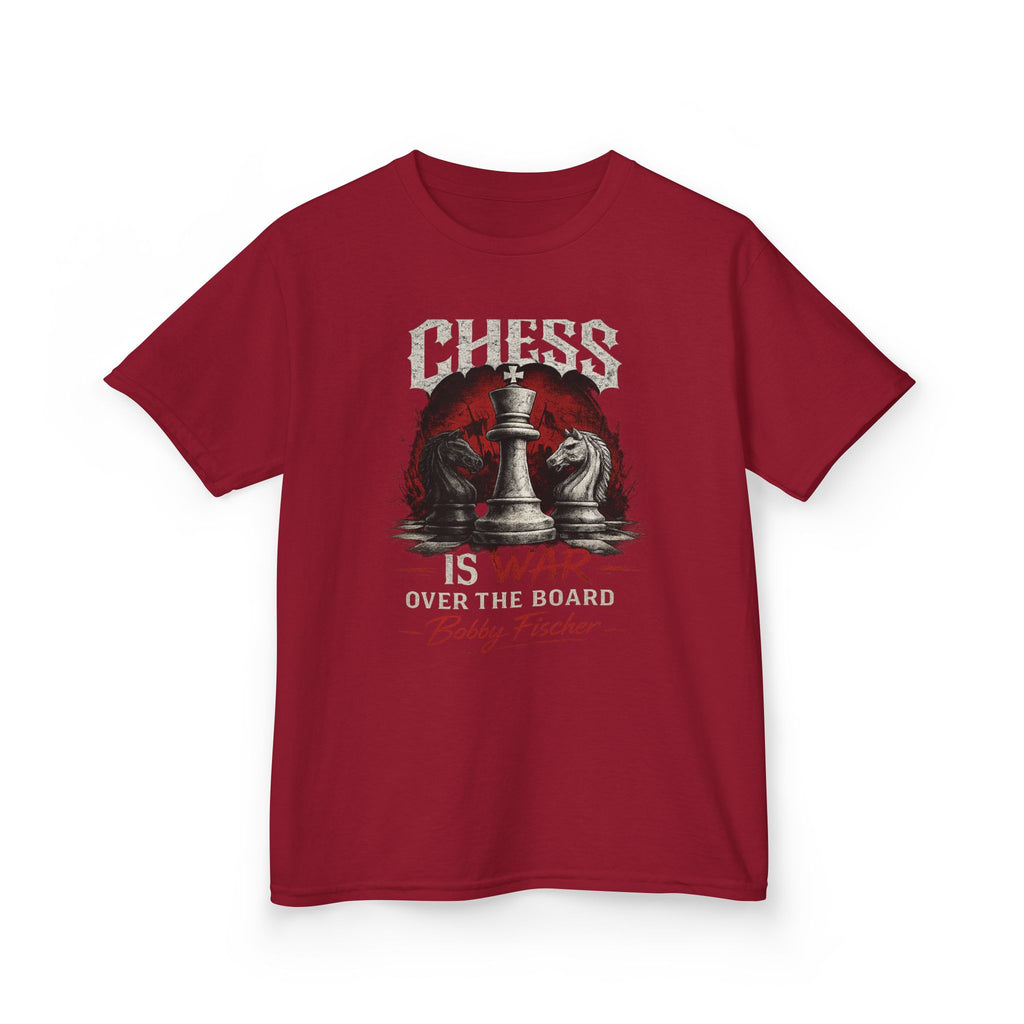 Kids Chess T‑Shirt — “Chess Is War Over the Board” Bobby Fischer Graphic Tee