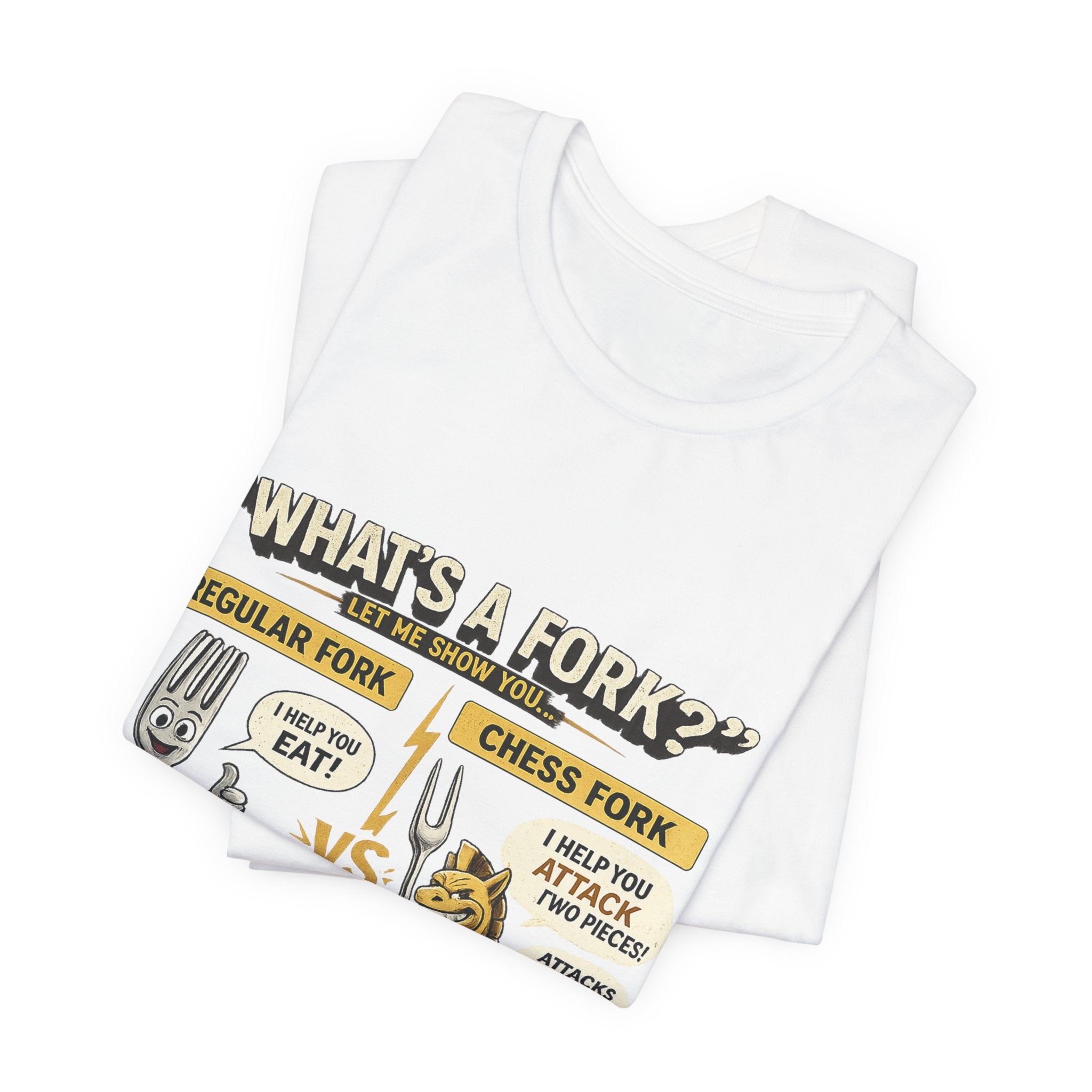 Funny 'What's a Fork?' T‑Shirt — Regular Fork vs Chess Fork Graphic Tee