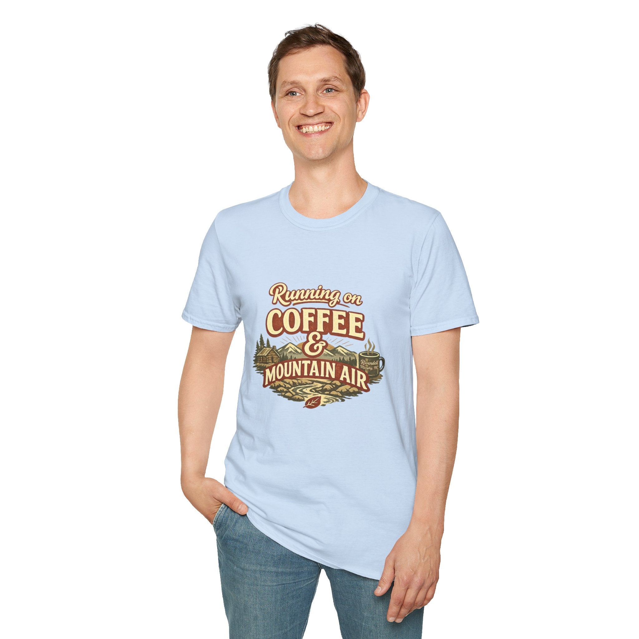 Coffee & Mountain Air T-Shirt — "Running on Coffee & Mountain Air" Outdoor Tee
