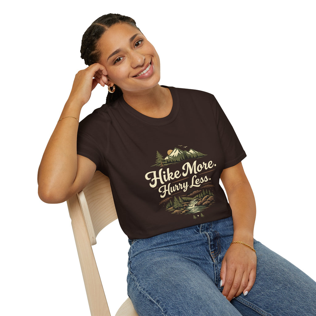 Hike More Hurry Less T-Shirt — Mountain Outdoors Hiking Tee
