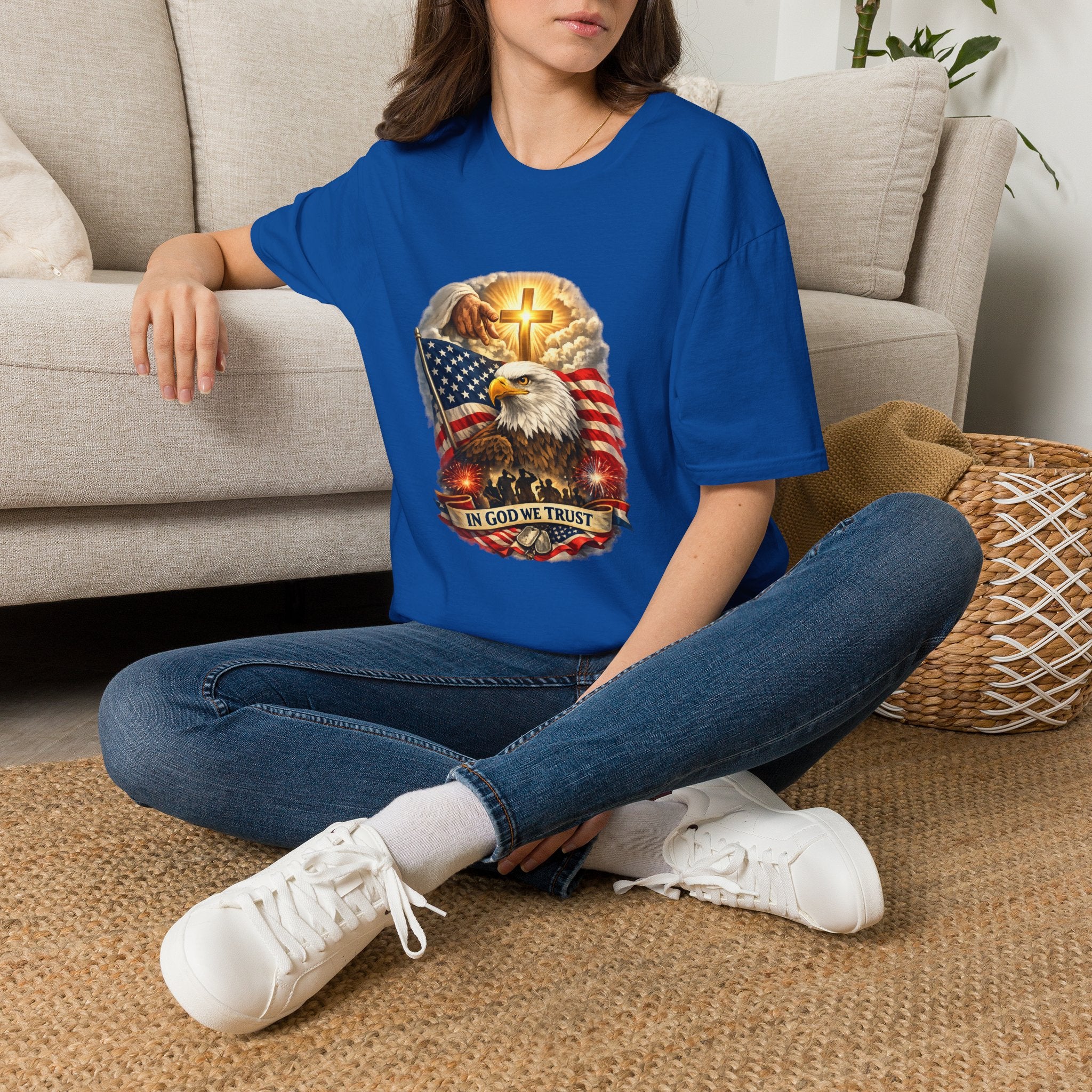 "In God We Trust" Patriotic Eagle & Cross T-Shirt