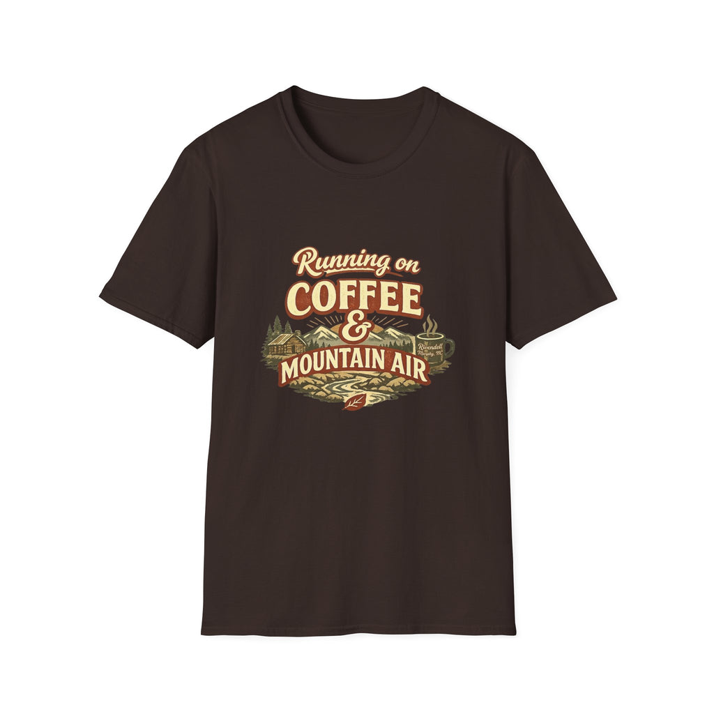 Coffee & Mountain Air T-Shirt — "Running on Coffee & Mountain Air" Outdoor Tee