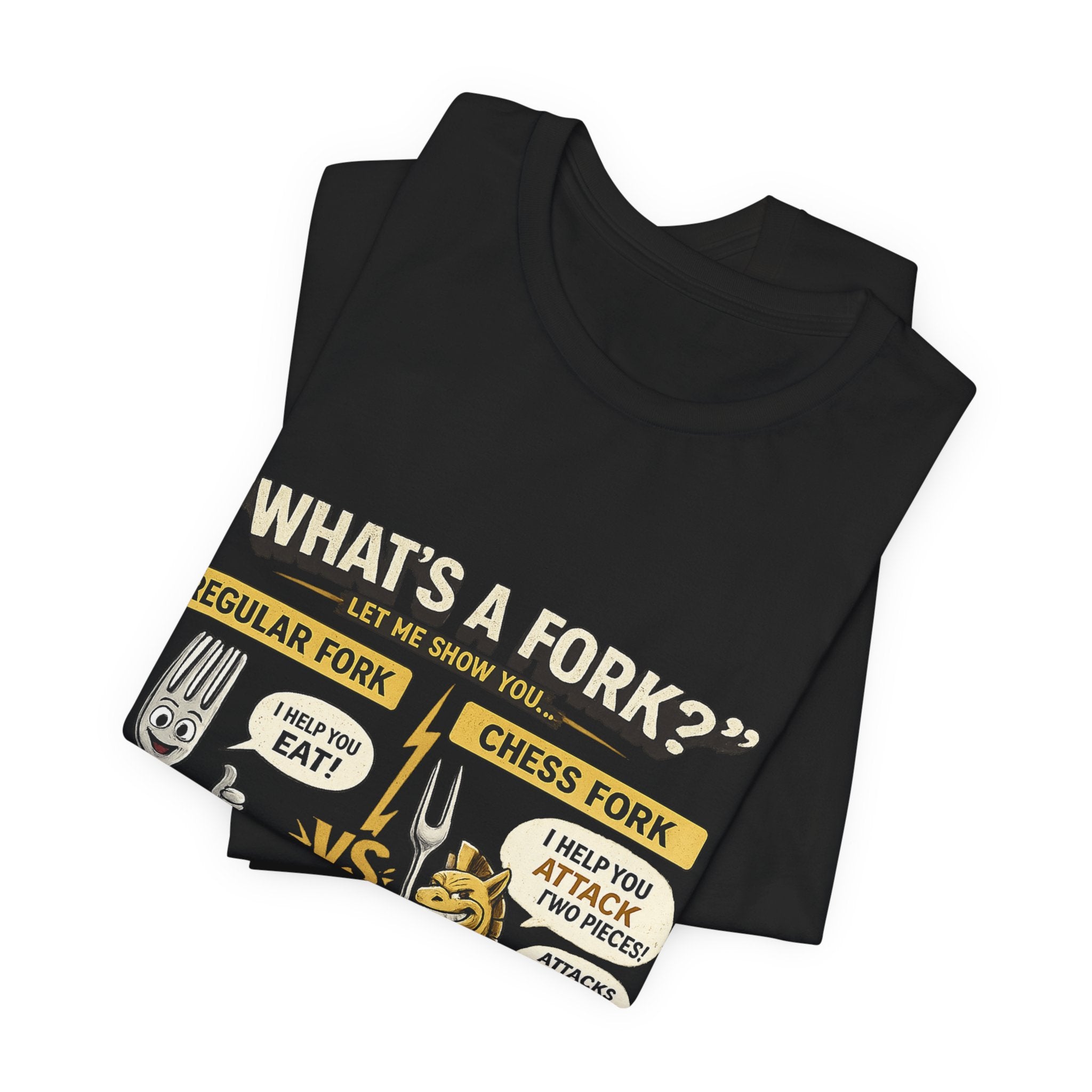 Funny 'What's a Fork?' T‑Shirt — Regular Fork vs Chess Fork Graphic Tee