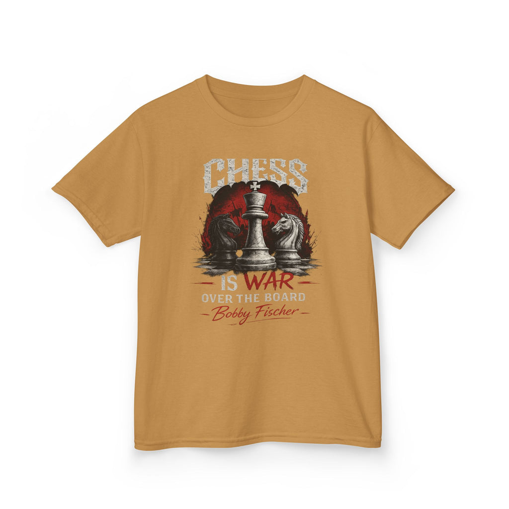 Kids Chess T‑Shirt — “Chess Is War Over the Board” Bobby Fischer Graphic Tee