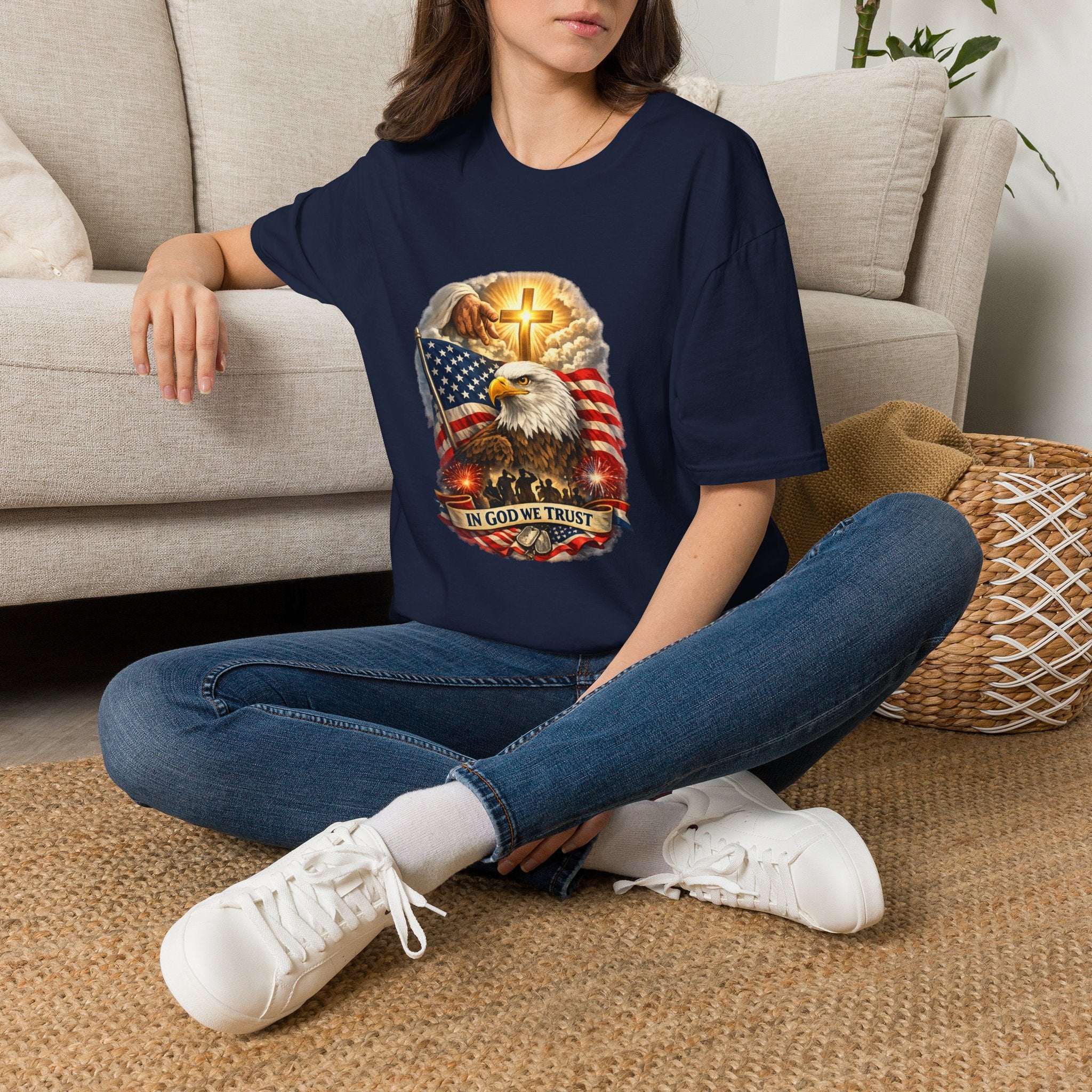 "In God We Trust" Patriotic Eagle & Cross T-Shirt