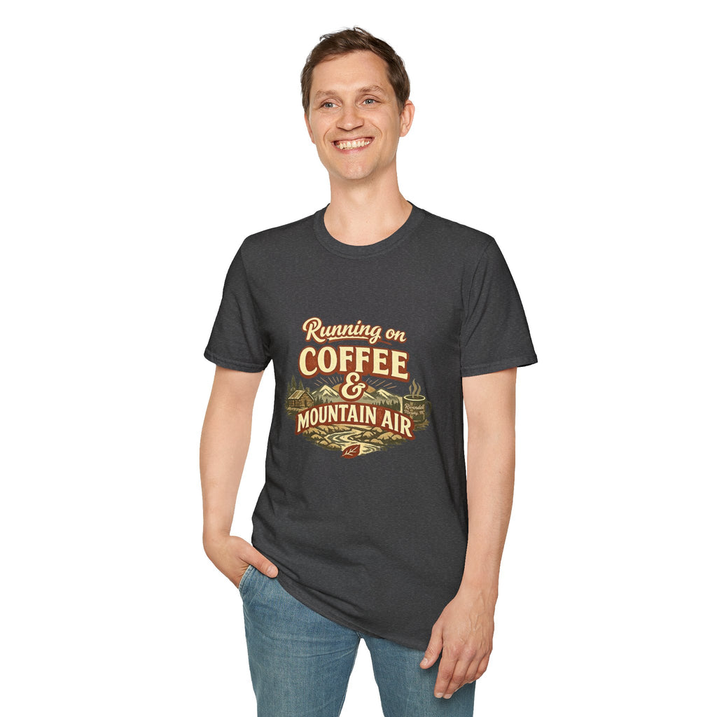 Coffee & Mountain Air T-Shirt — "Running on Coffee & Mountain Air" Outdoor Tee