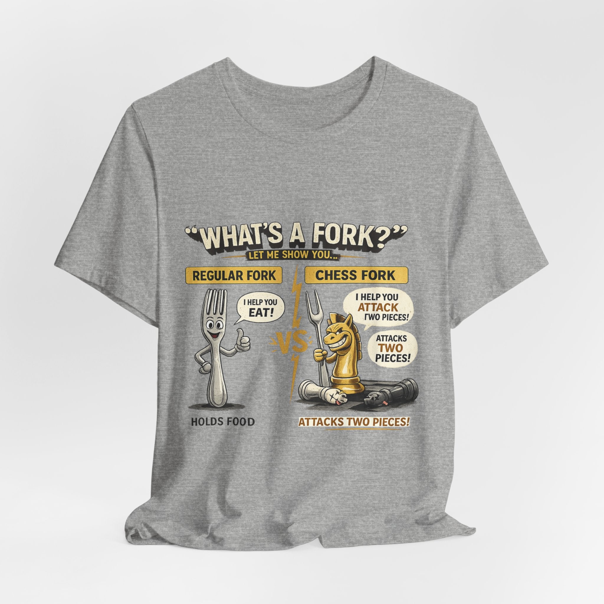 Funny 'What's a Fork?' T‑Shirt — Regular Fork vs Chess Fork Graphic Tee
