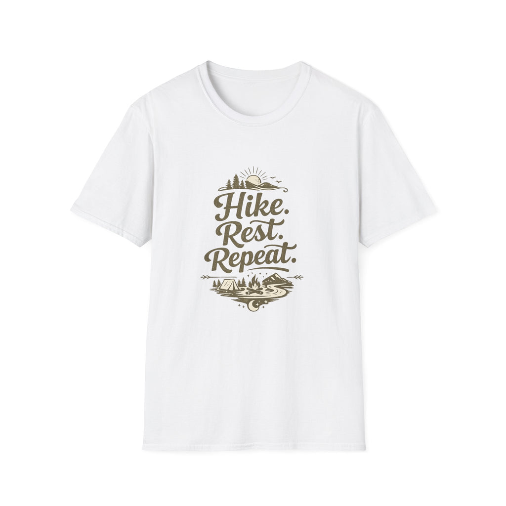 Hike. Rest. Repeat. T‑Shirt — Outdoor Hiking Adventure Tee