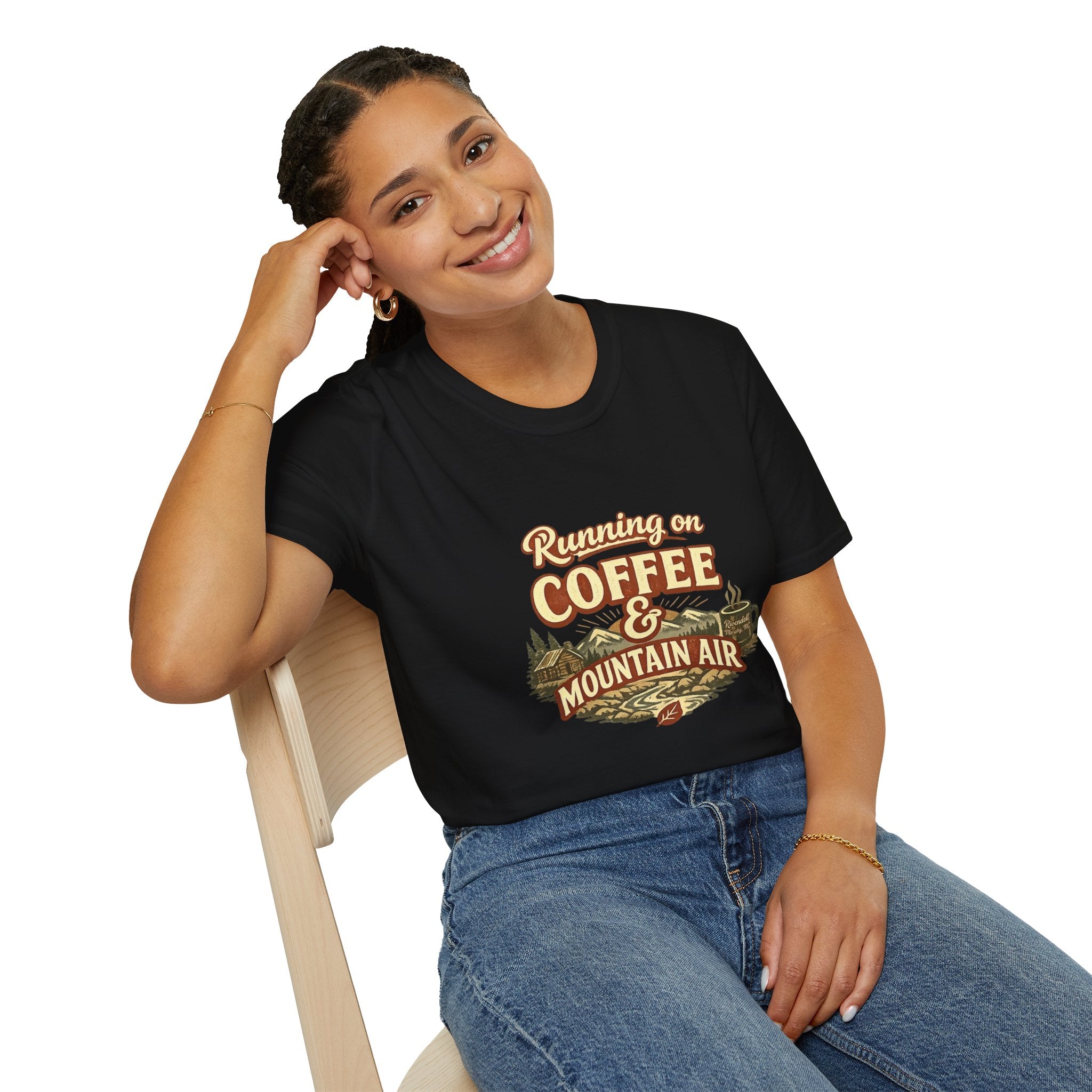 Coffee & Mountain Air T-Shirt — "Running on Coffee & Mountain Air" Outdoor Tee