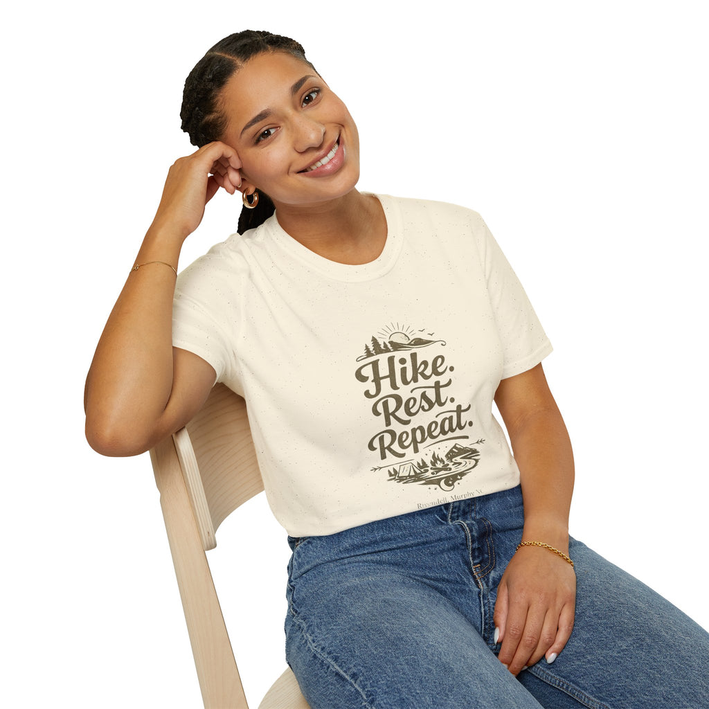 Hike. Rest. Repeat. Graphic Tee — Outdoor Hiking Nature Shirt (Rivendell)