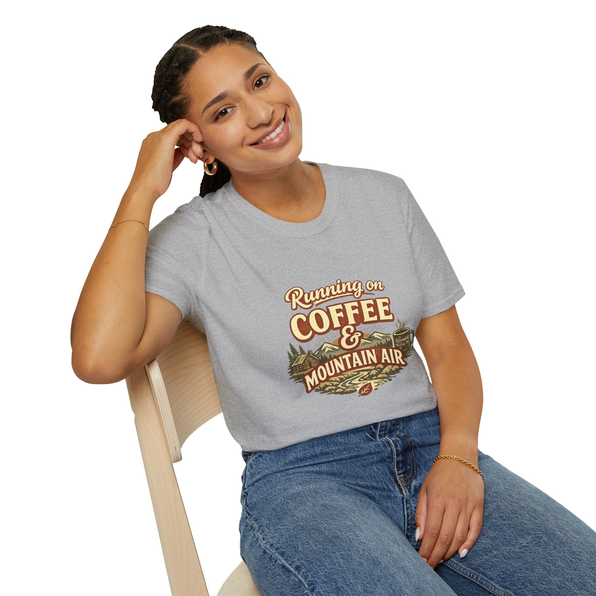 Coffee & Mountain Air T-Shirt — "Running on Coffee & Mountain Air" Outdoor Tee
