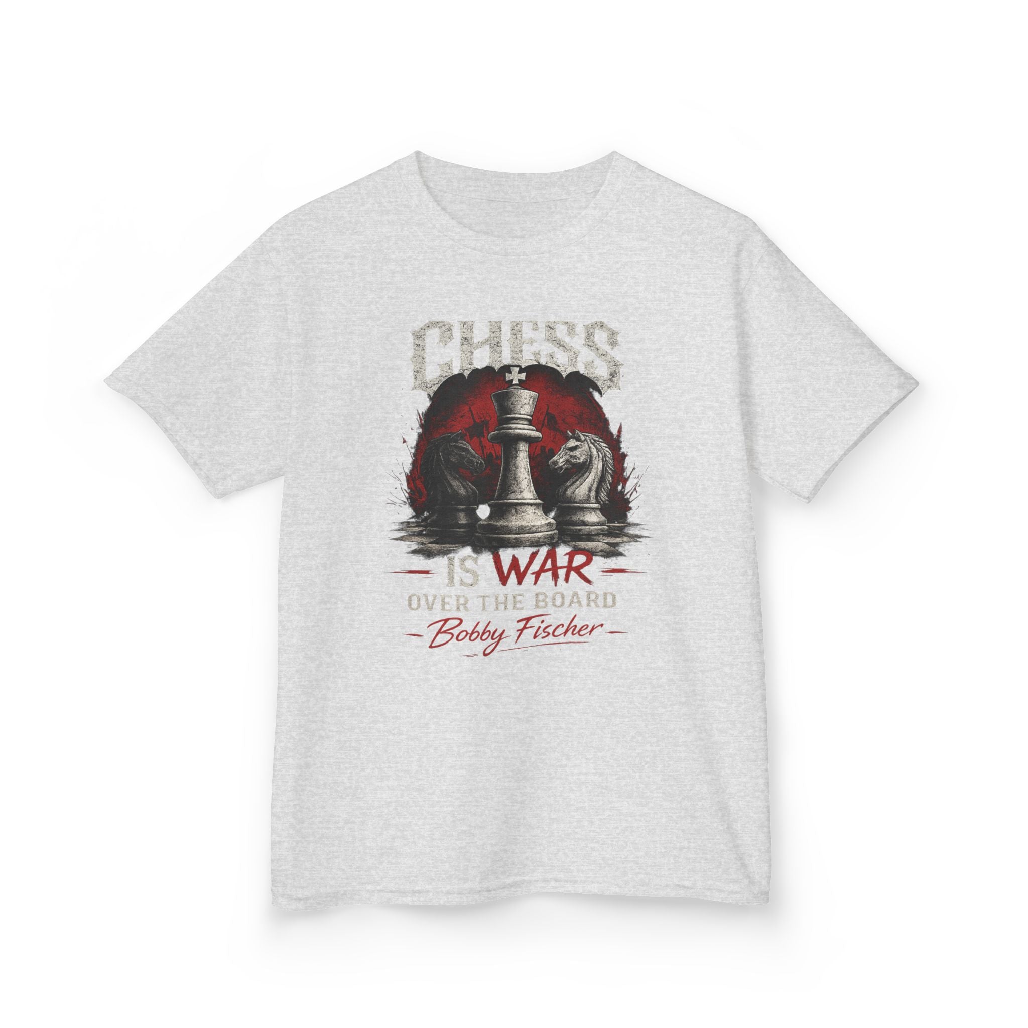 Kids Chess T‑Shirt — “Chess Is War Over the Board” Bobby Fischer Graphic Tee