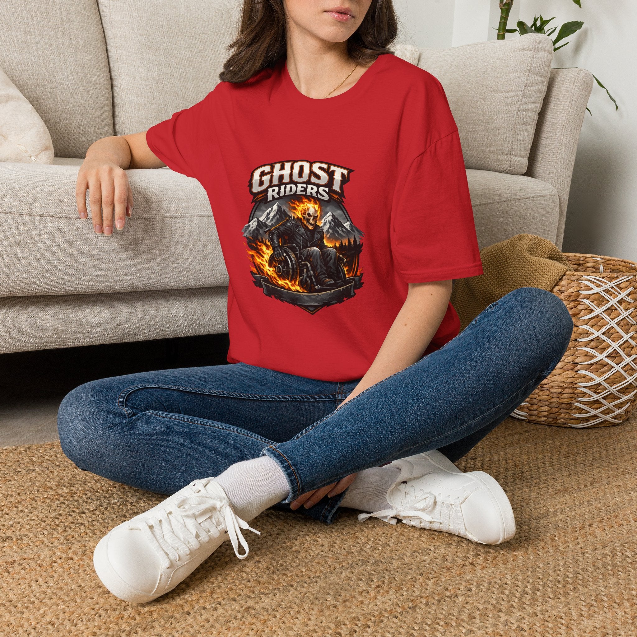 Ghost Riders T-Shirt — Fiery Motorcycle Skull Graphic Tee