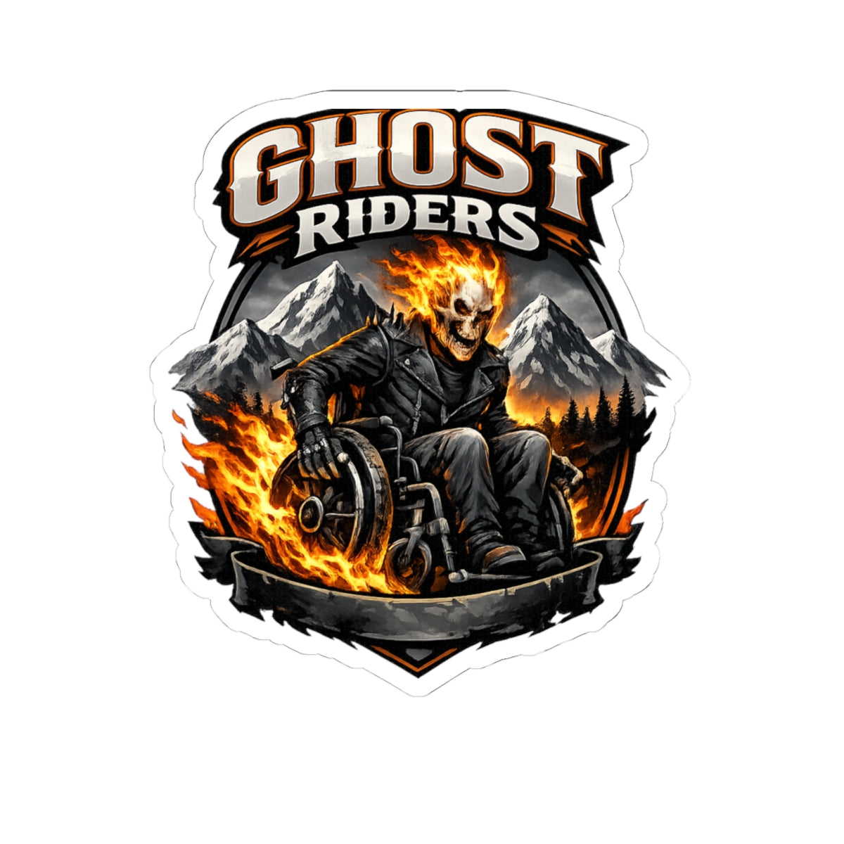 Ghost Riders Flame Skull Sticker — Kiss-Cut Motorcycle Decal
