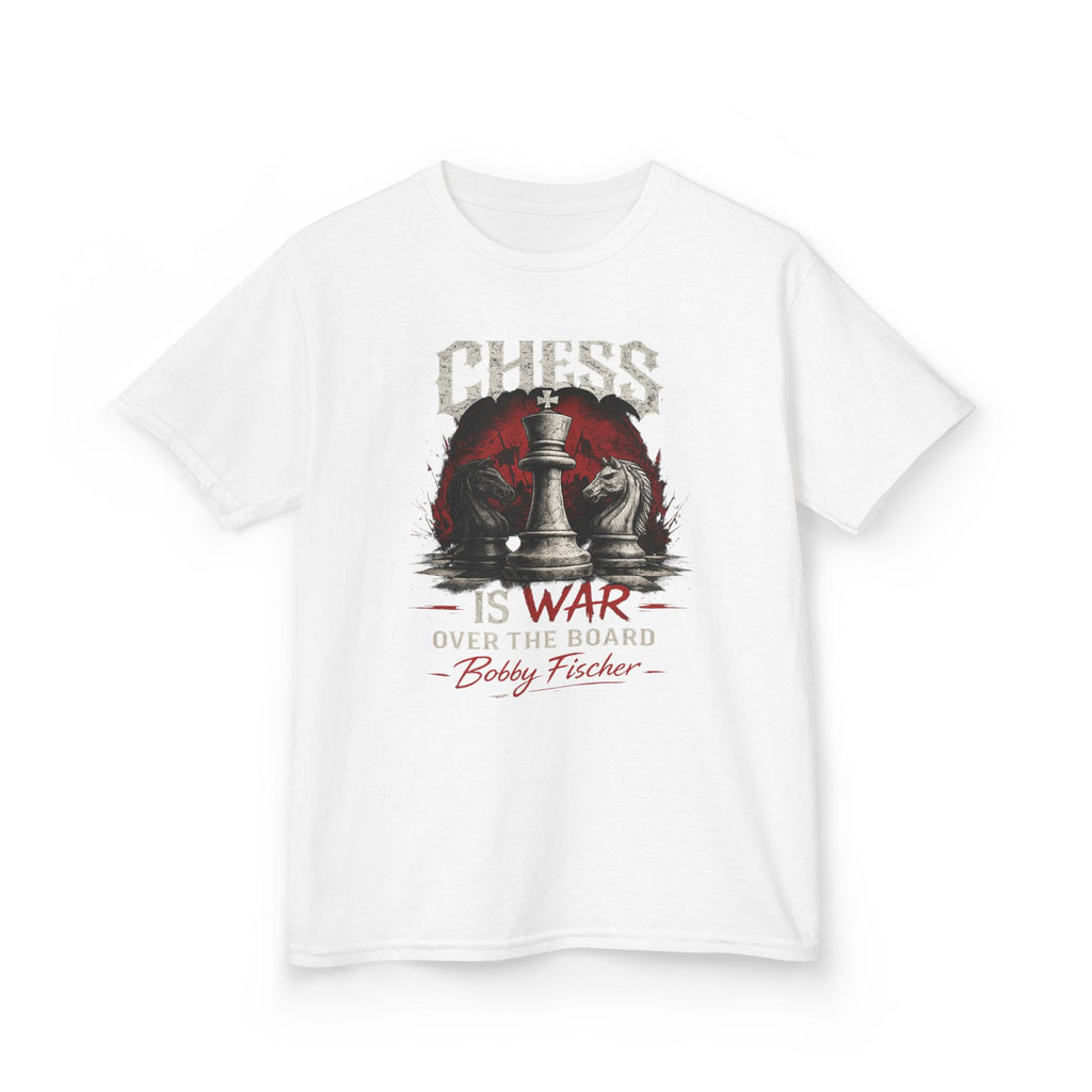Kids Chess T‑Shirt — “Chess Is War Over the Board” Bobby Fischer Graphic Tee