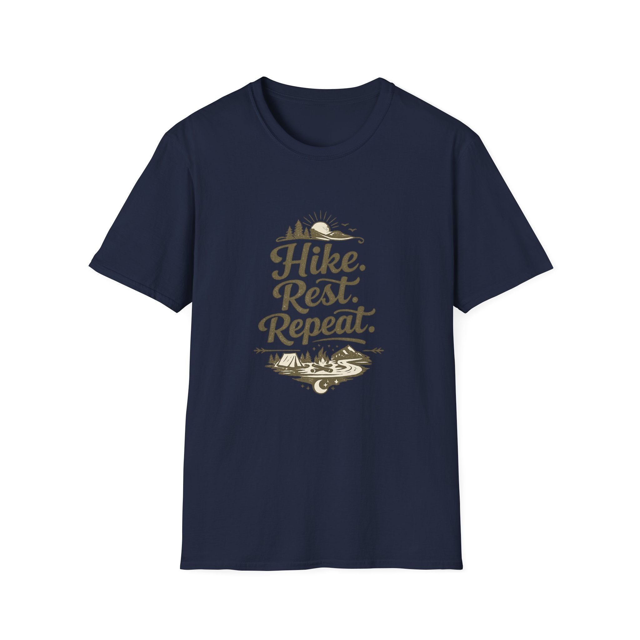 Hike. Rest. Repeat. T‑Shirt — Outdoor Hiking Adventure Tee