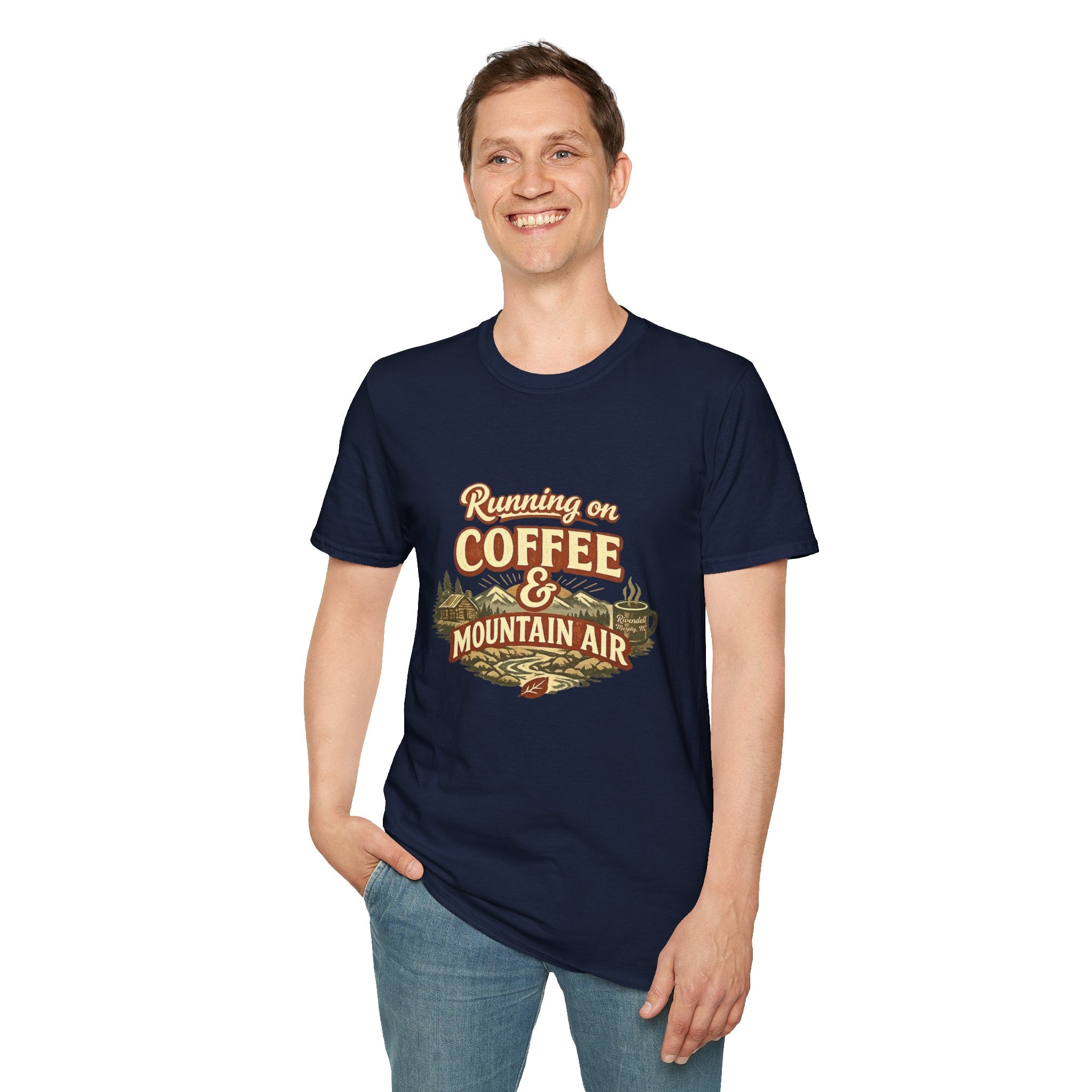 Coffee & Mountain Air T-Shirt — "Running on Coffee & Mountain Air" Outdoor Tee