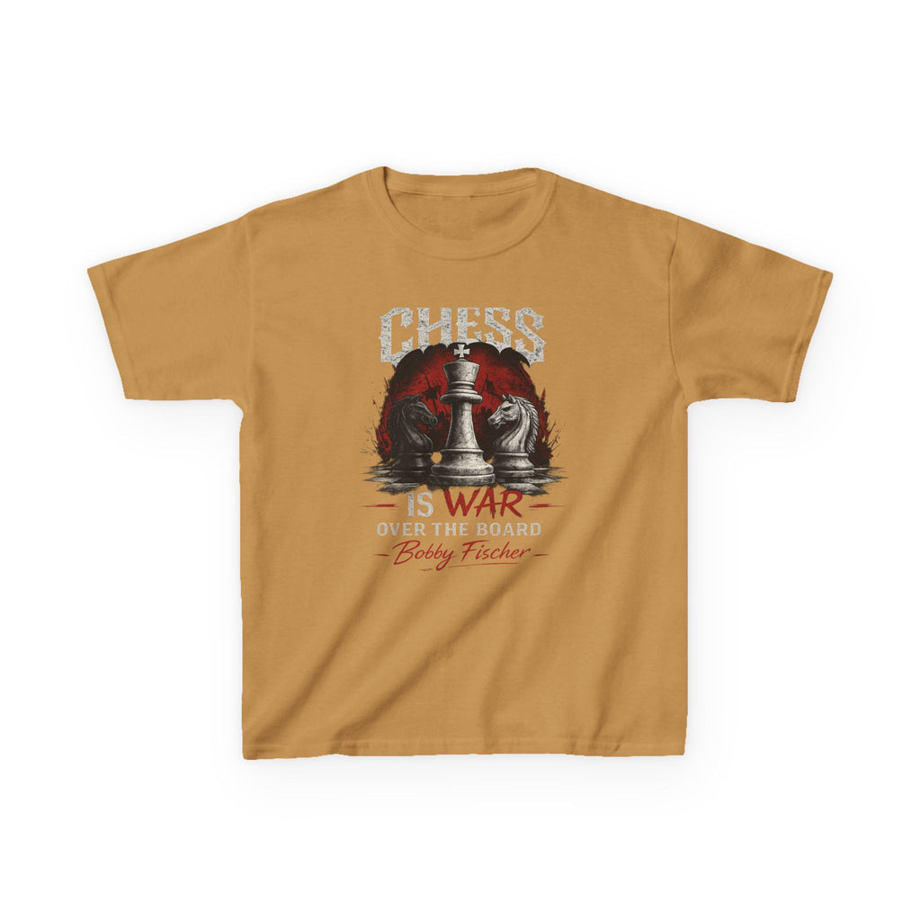 Kids Chess T‑Shirt — “Chess Is War Over the Board” Bobby Fischer Graphic Tee