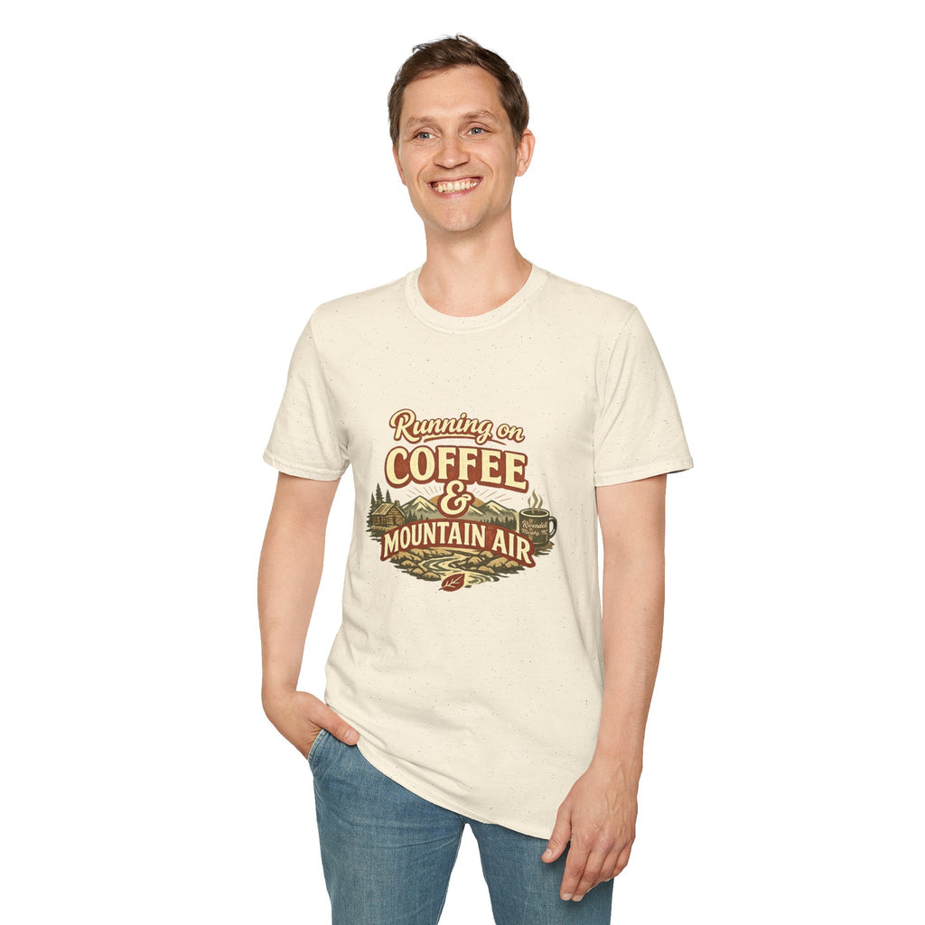 Coffee & Mountain Air T-Shirt — "Running on Coffee & Mountain Air" Outdoor Tee