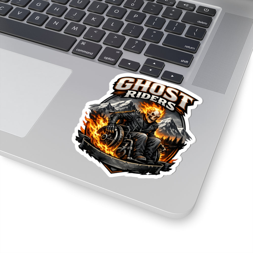 Ghost Riders Flame Skull Sticker — Kiss-Cut Motorcycle Decal