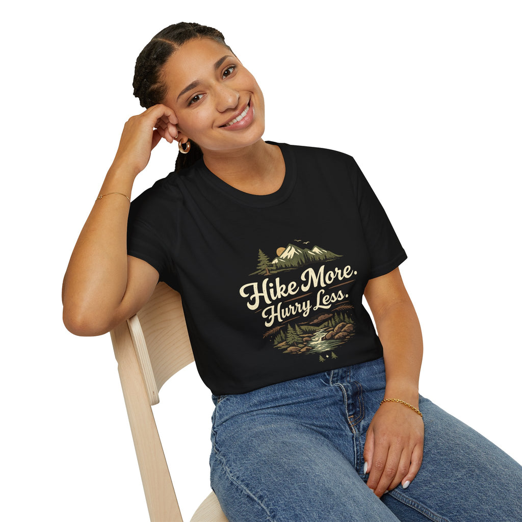 Hike More Hurry Less T-Shirt — Mountain Outdoors Hiking Tee