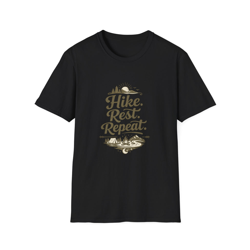 Hike. Rest. Repeat. T‑Shirt — Outdoor Hiking Adventure Tee