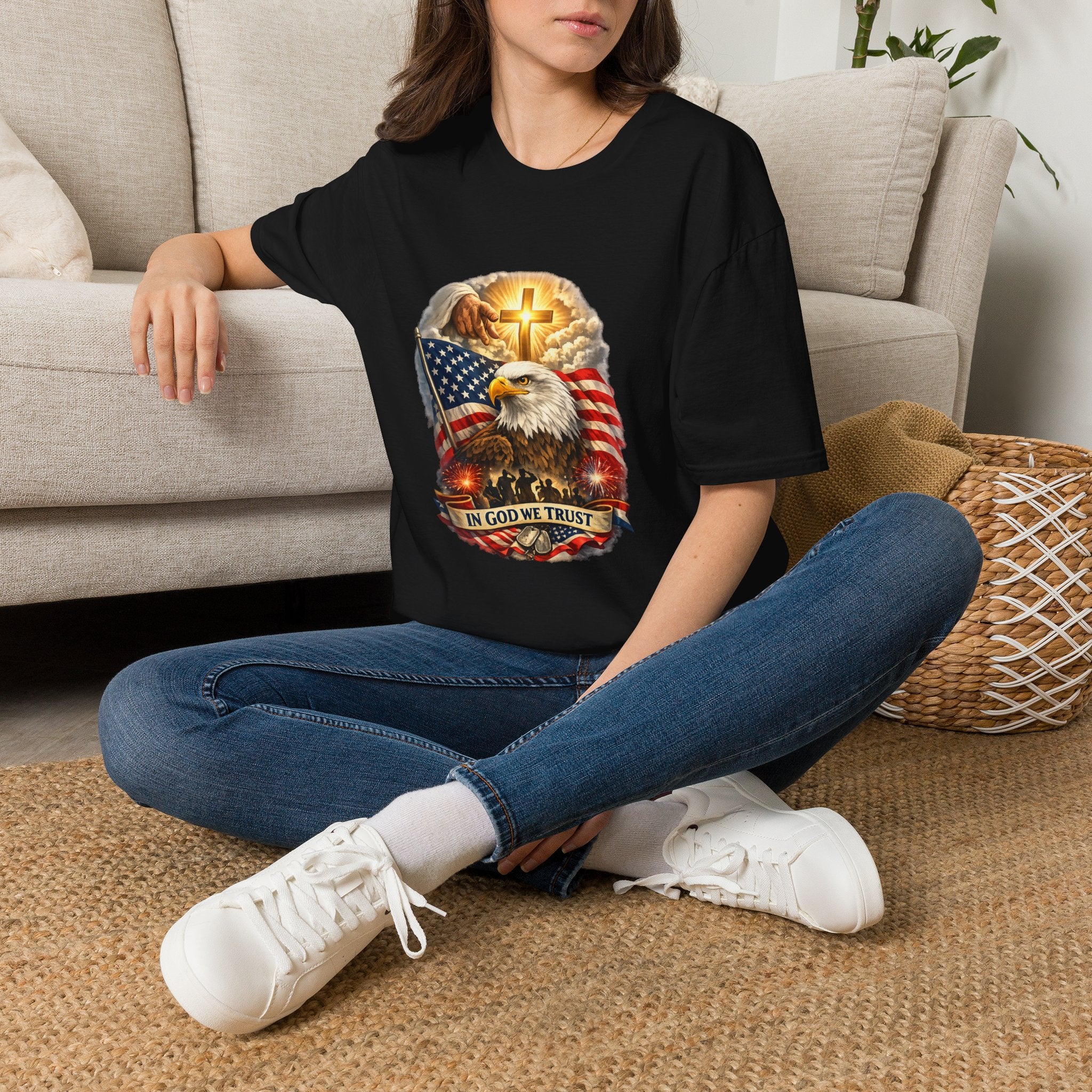 "In God We Trust" Patriotic Eagle & Cross T-Shirt