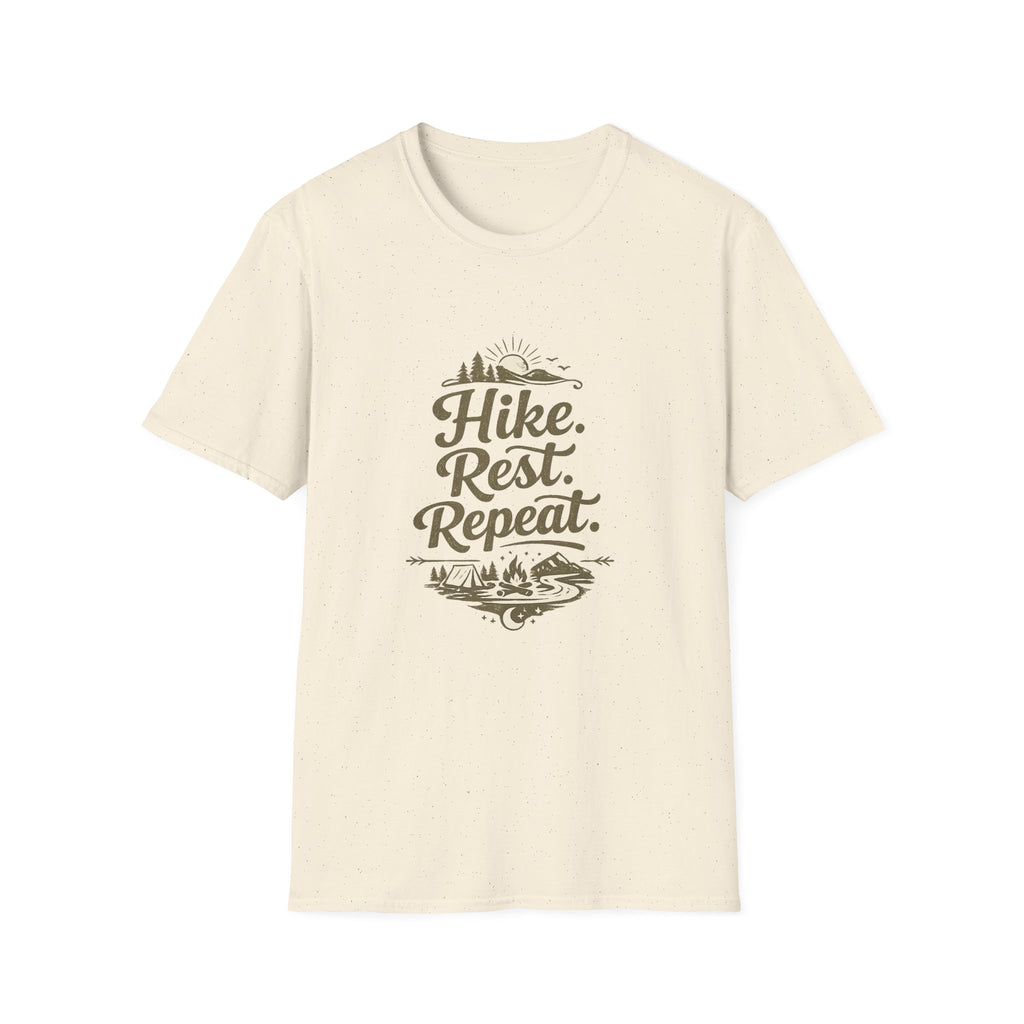 Hike. Rest. Repeat. T‑Shirt — Outdoor Hiking Adventure Tee