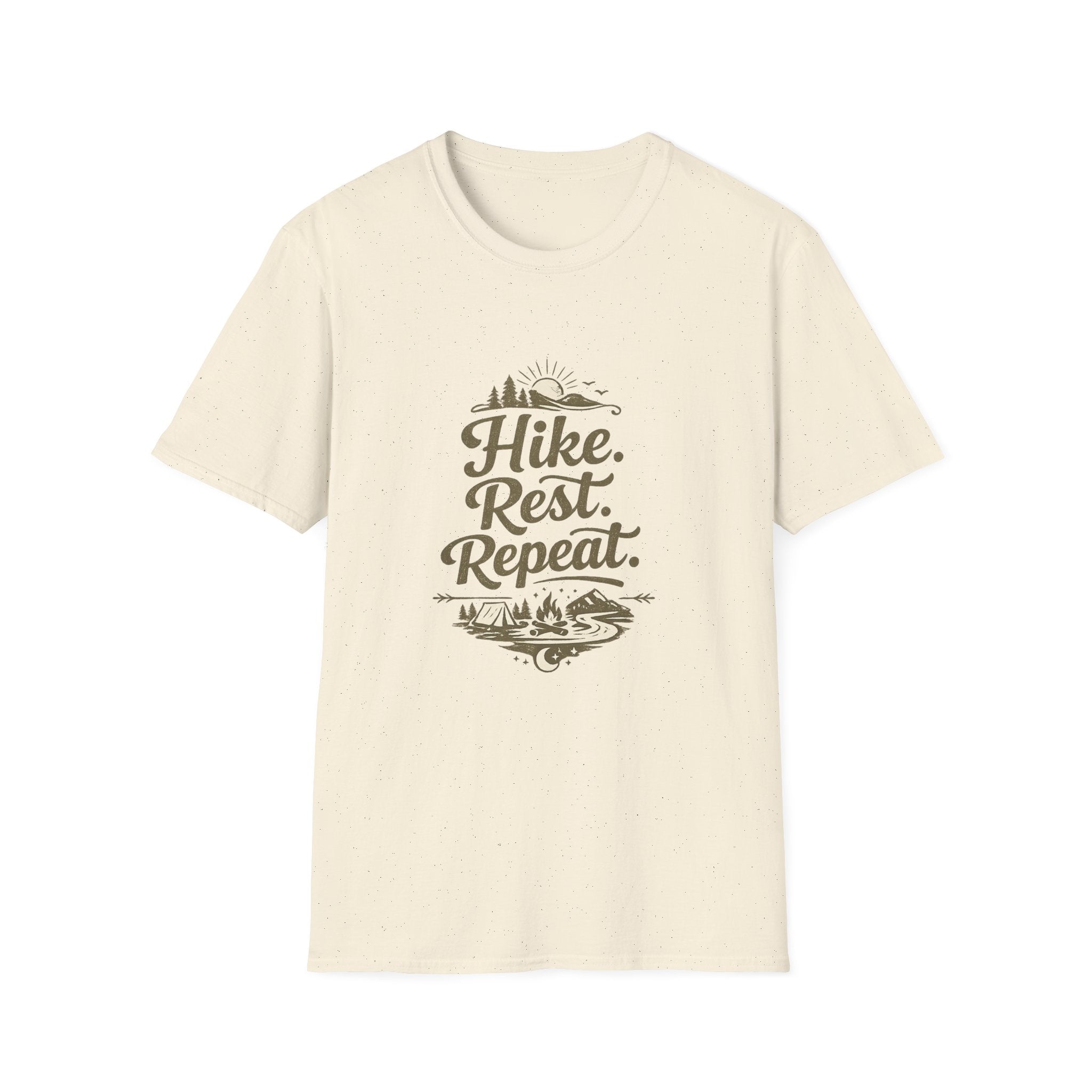 Hike. Rest. Repeat. T‑Shirt — Outdoor Hiking Adventure Tee