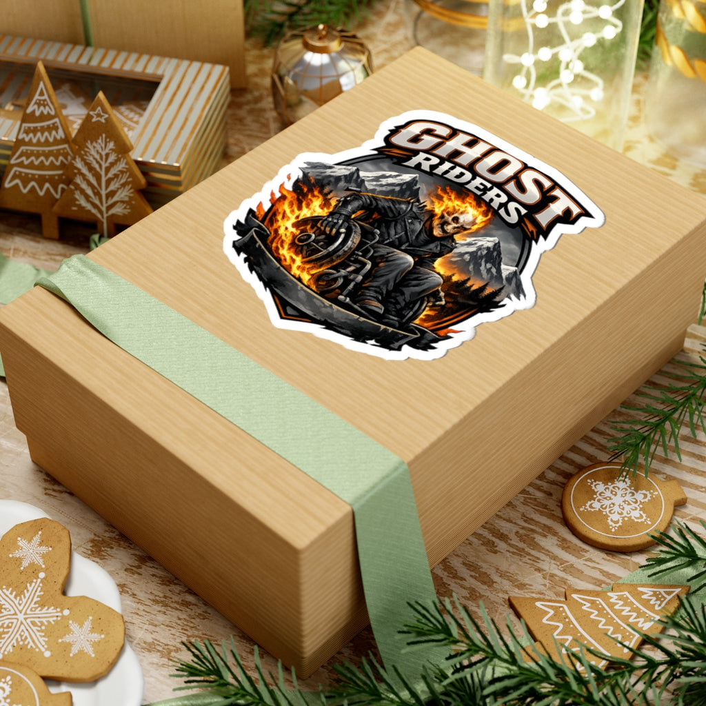 Ghost Riders Flame Skull Sticker — Kiss-Cut Motorcycle Decal