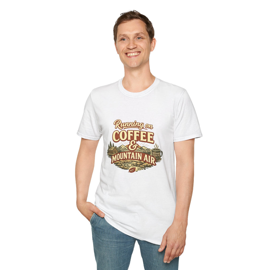 Coffee & Mountain Air T-Shirt — "Running on Coffee & Mountain Air" Outdoor Tee