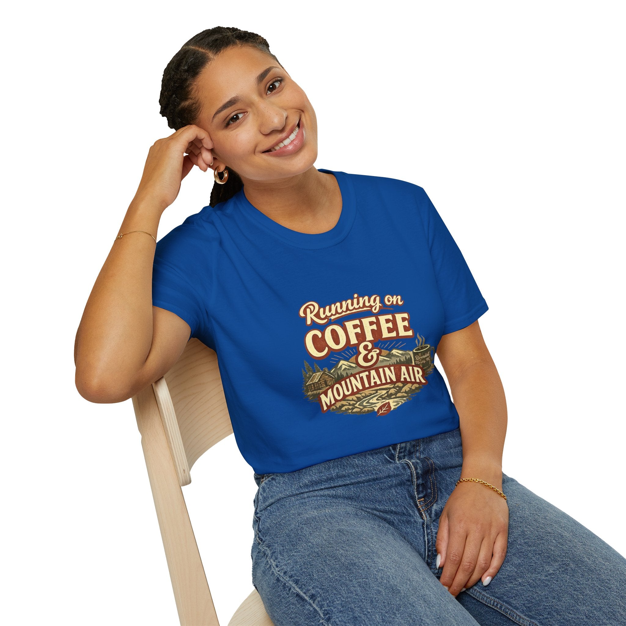 Coffee & Mountain Air T-Shirt — "Running on Coffee & Mountain Air" Outdoor Tee