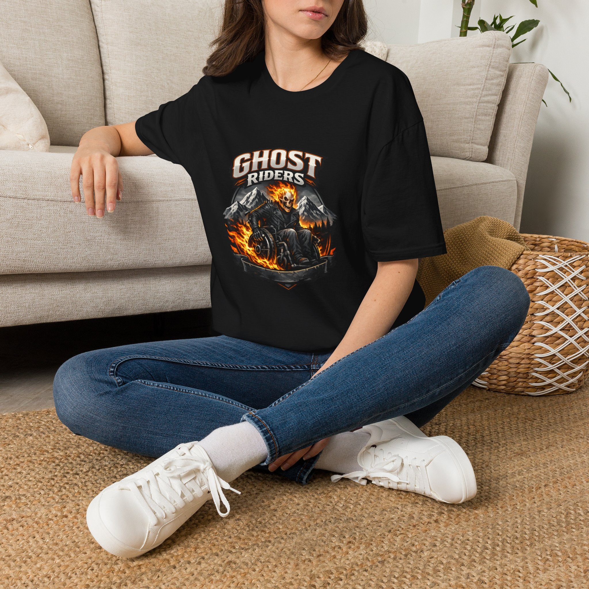 Ghost Riders T-Shirt — Fiery Motorcycle Skull Graphic Tee