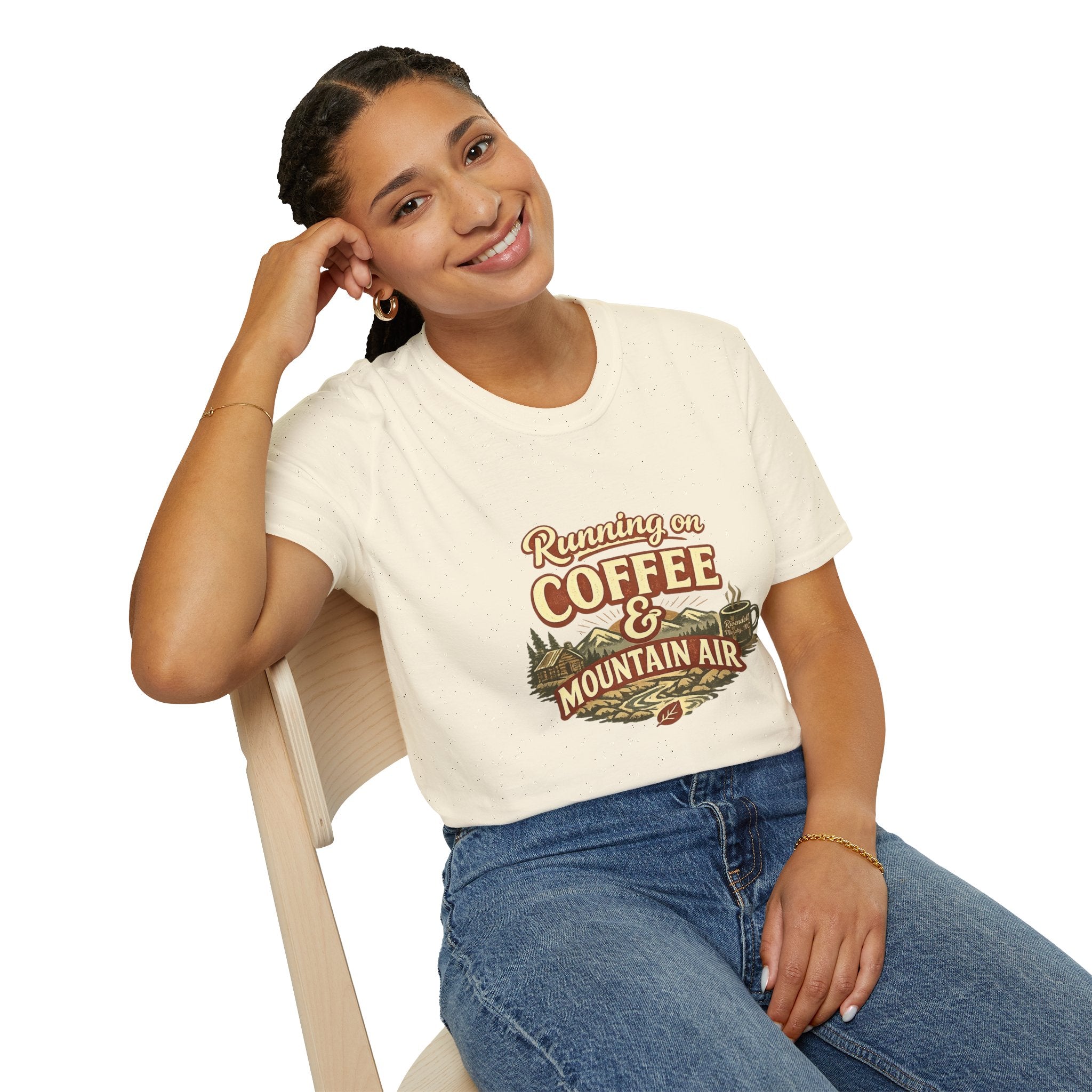 Coffee & Mountain Air T-Shirt — "Running on Coffee & Mountain Air" Outdoor Tee