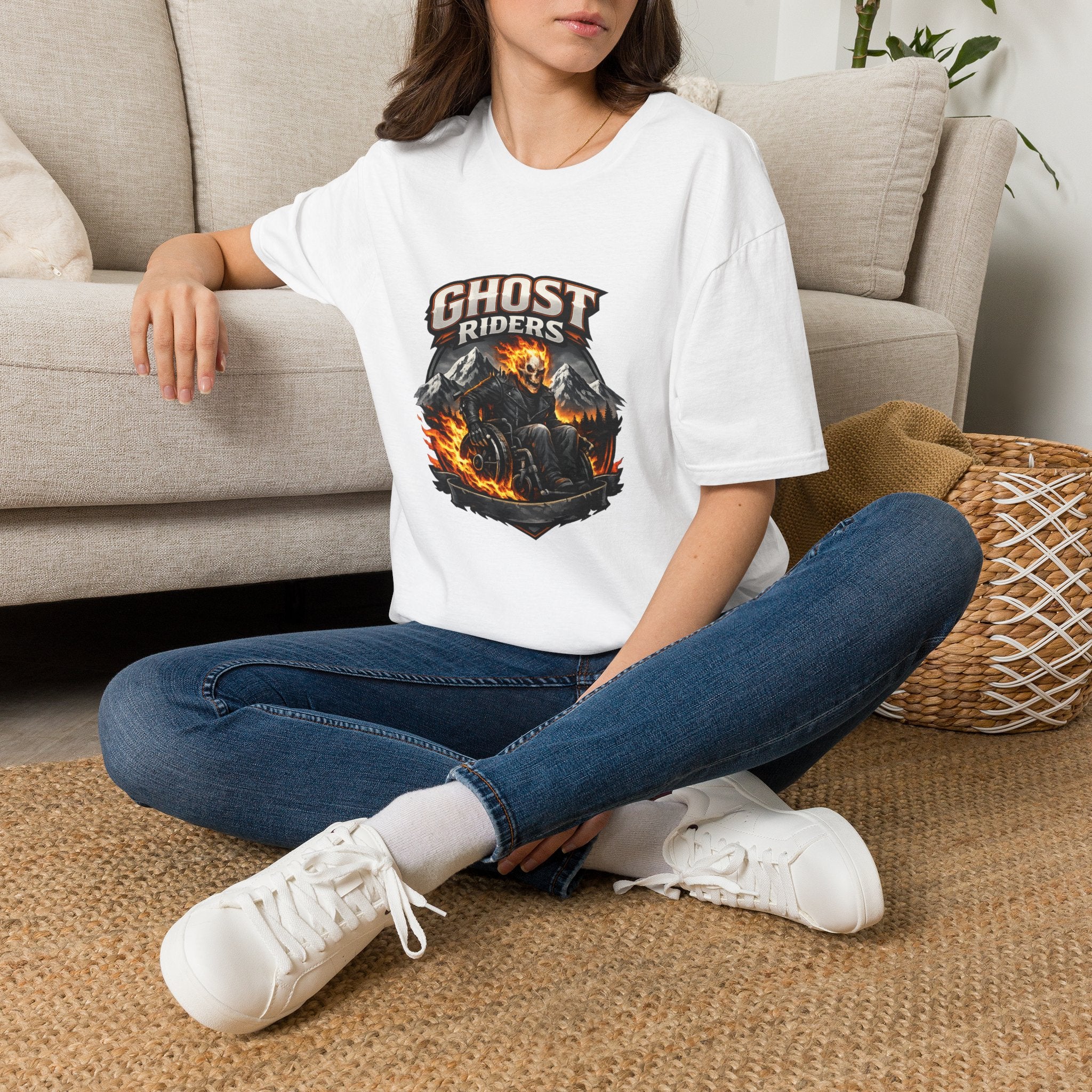 Ghost Riders T-Shirt — Fiery Motorcycle Skull Graphic Tee