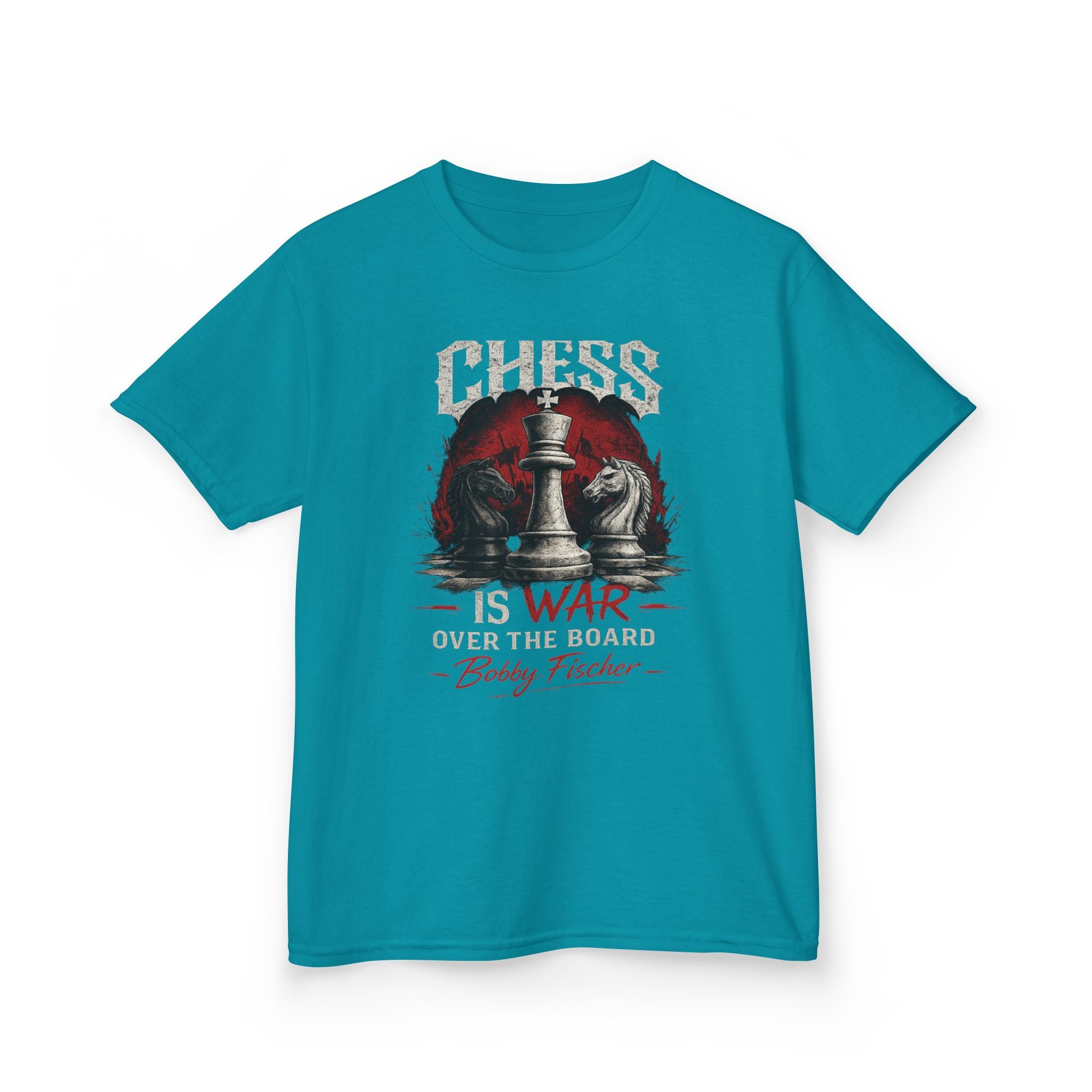 Kids Chess T‑Shirt — “Chess Is War Over the Board” Bobby Fischer Graphic Tee
