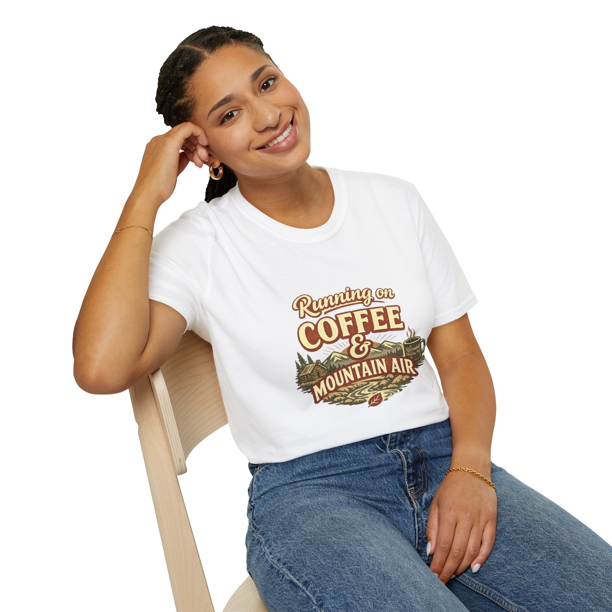 Coffee & Mountain Air T-Shirt — "Running on Coffee & Mountain Air" Outdoor Tee