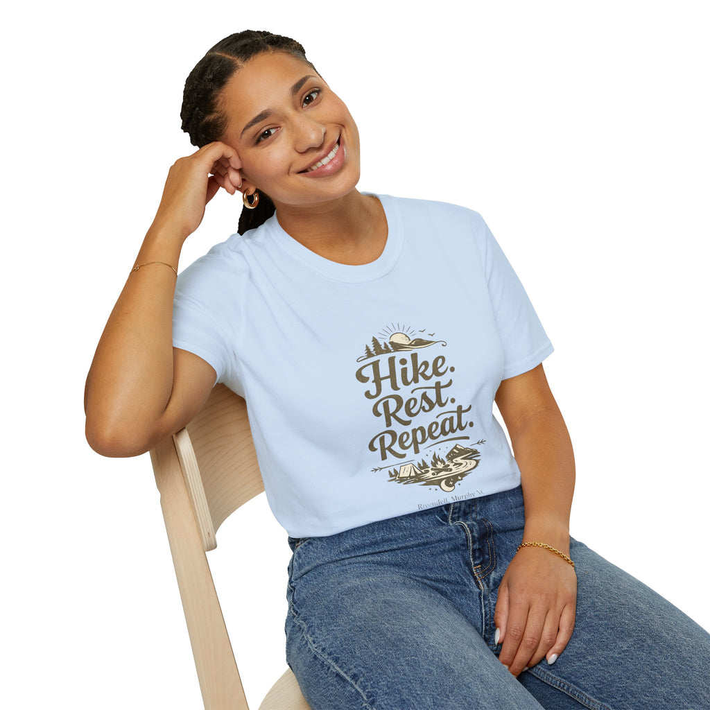 Hike. Rest. Repeat. Graphic Tee — Outdoor Hiking Nature Shirt (Rivendell)