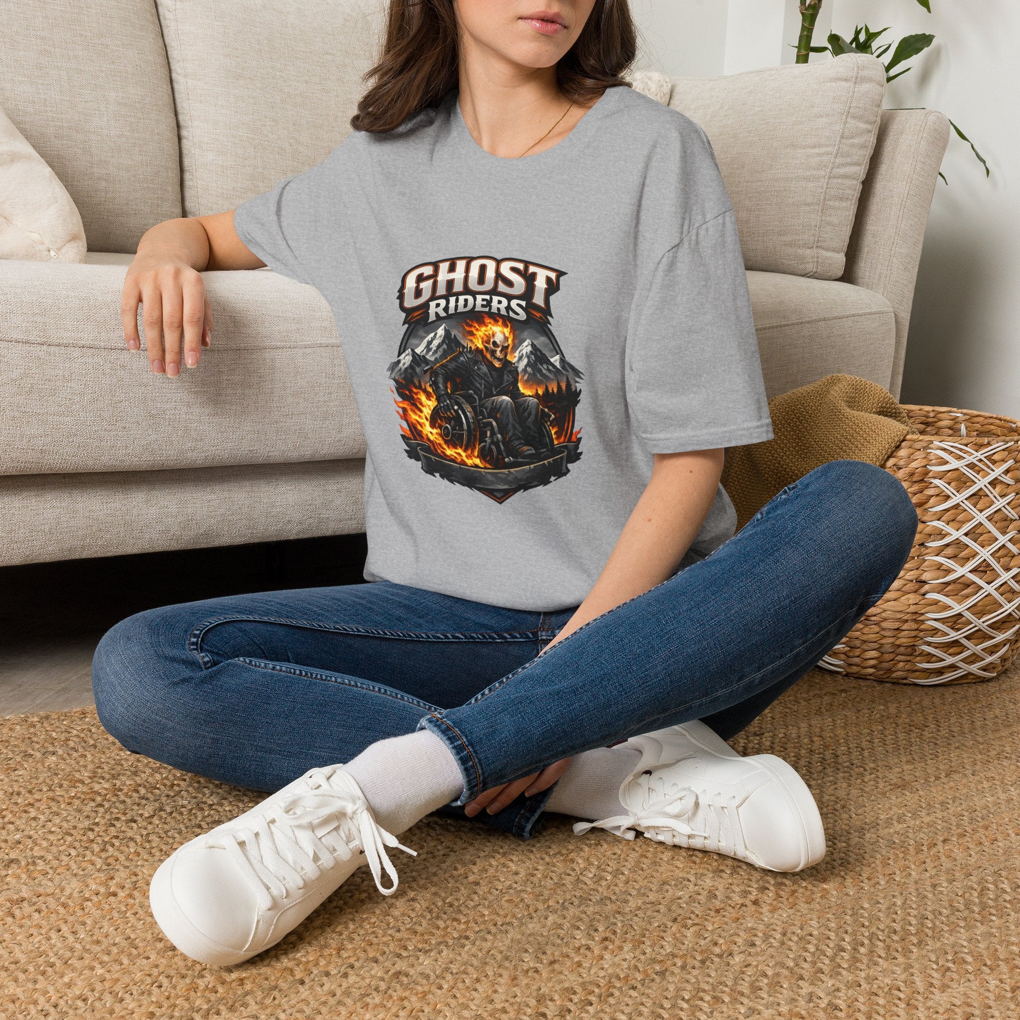 Ghost Riders T-Shirt — Fiery Motorcycle Skull Graphic Tee