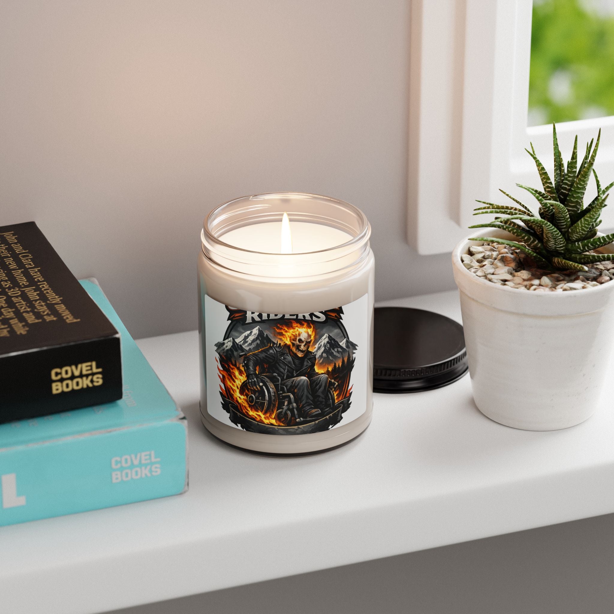 Flaming Wheel Scented Soy Candle — 9oz Ghost Rider Motorcycle Design
