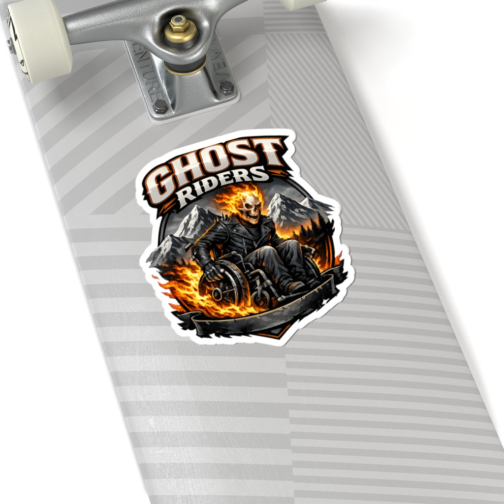 Ghost Riders Flame Skull Sticker — Kiss-Cut Motorcycle Decal