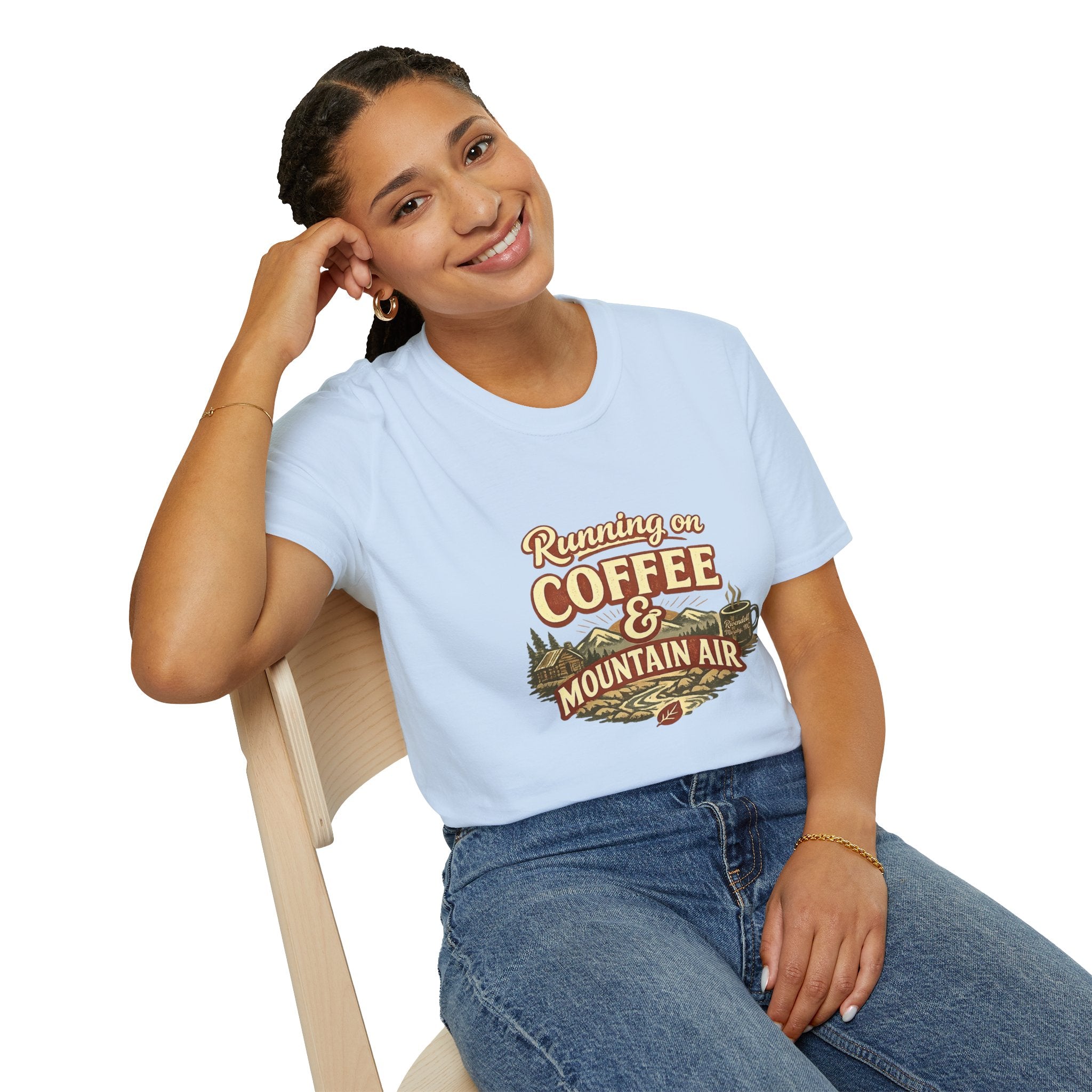 Coffee & Mountain Air T-Shirt — "Running on Coffee & Mountain Air" Outdoor Tee