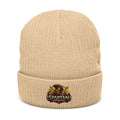 Embroidered Spartan Warrior Ribbed Beanie – Warm Knit Cuffed Hat